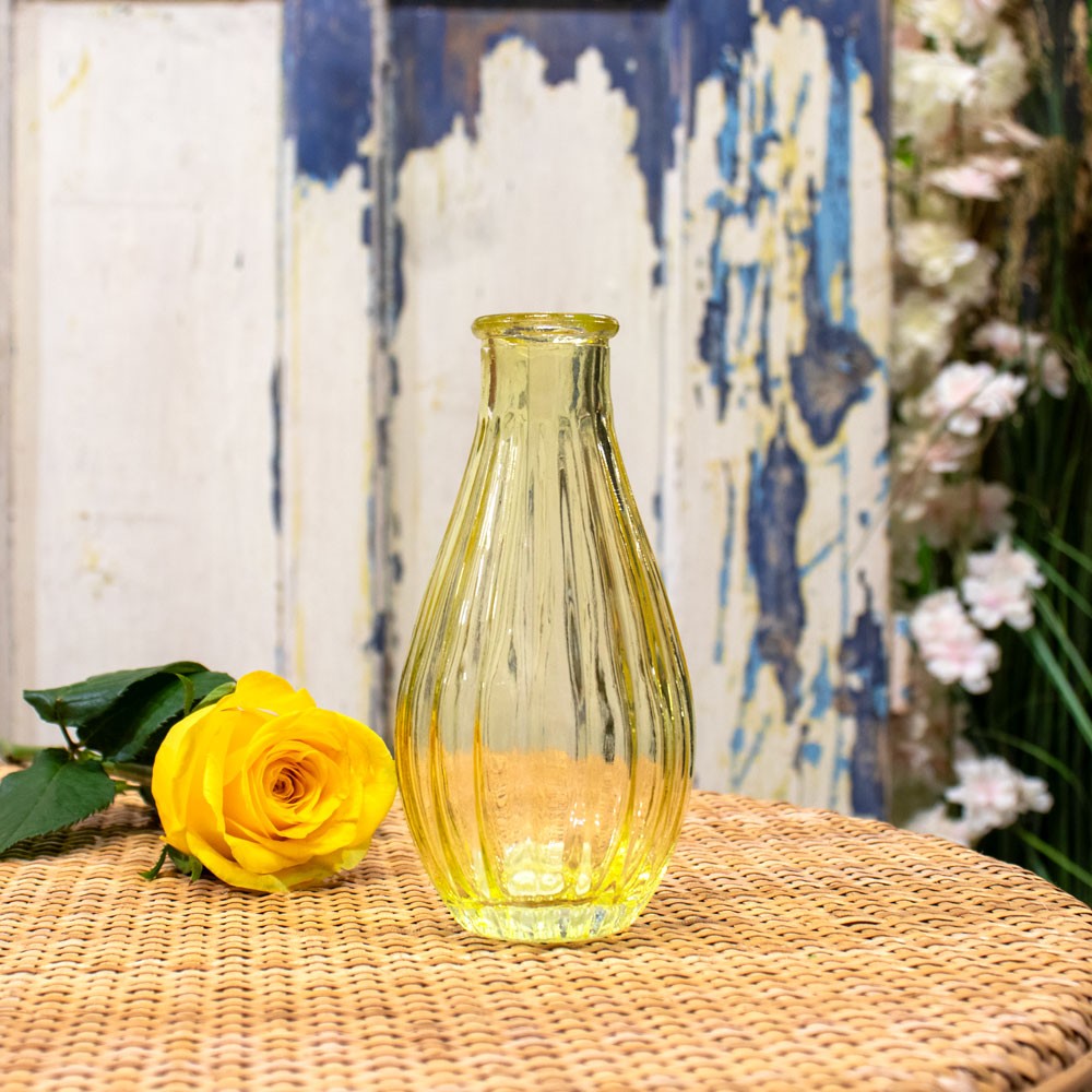Yellow Vintage Fluted Bud Vase (14cm)