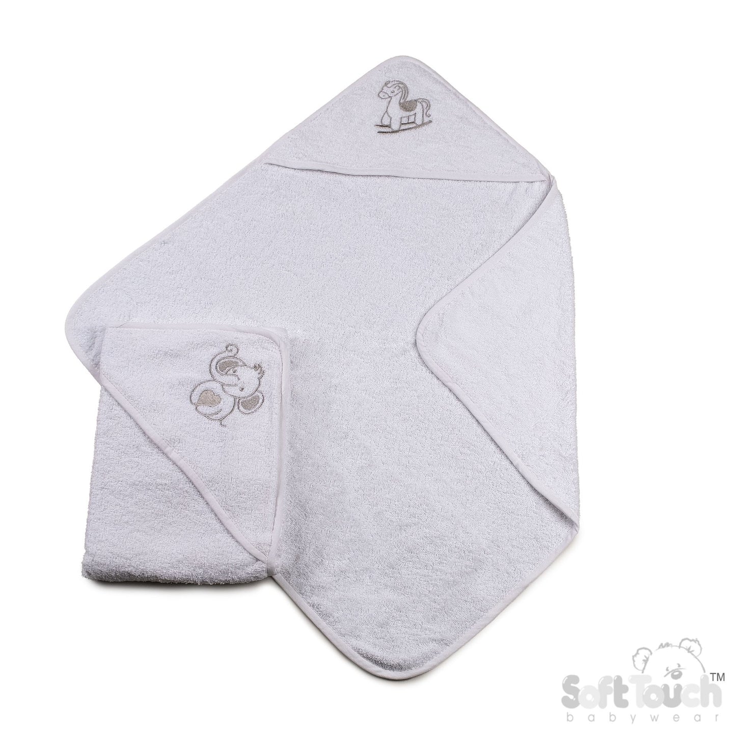 Baby White Embroidered Hooded Robe