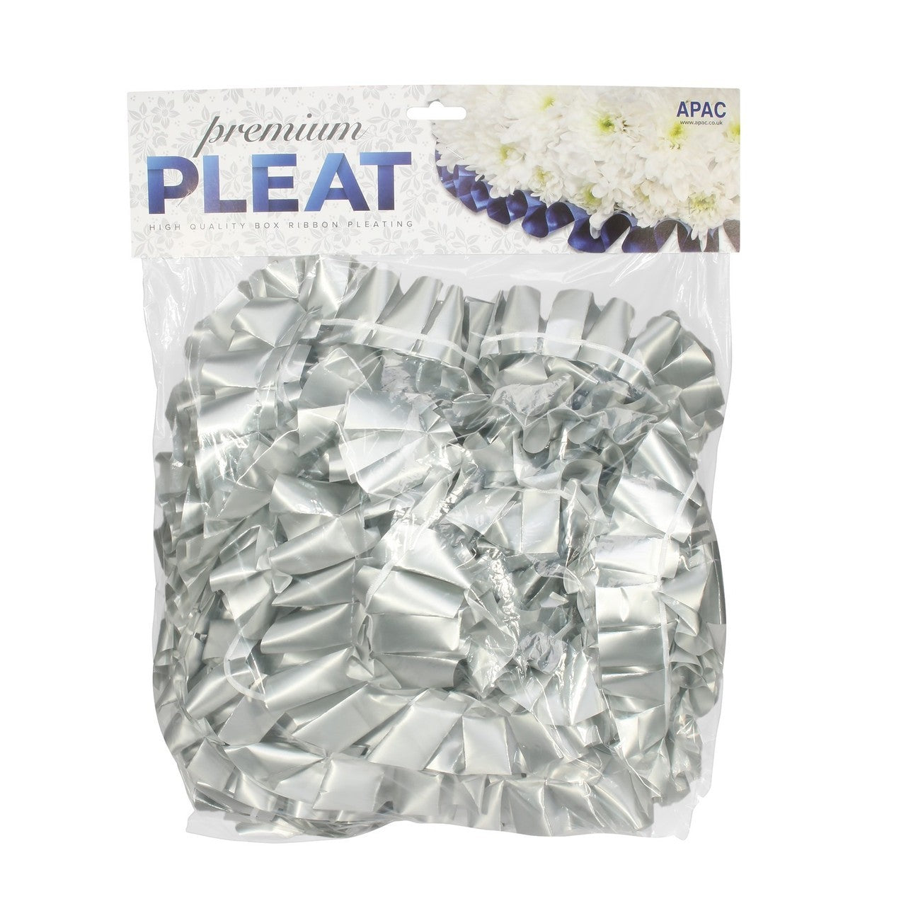 Premium Silver Pleat Ribbon (50mm x 30m)