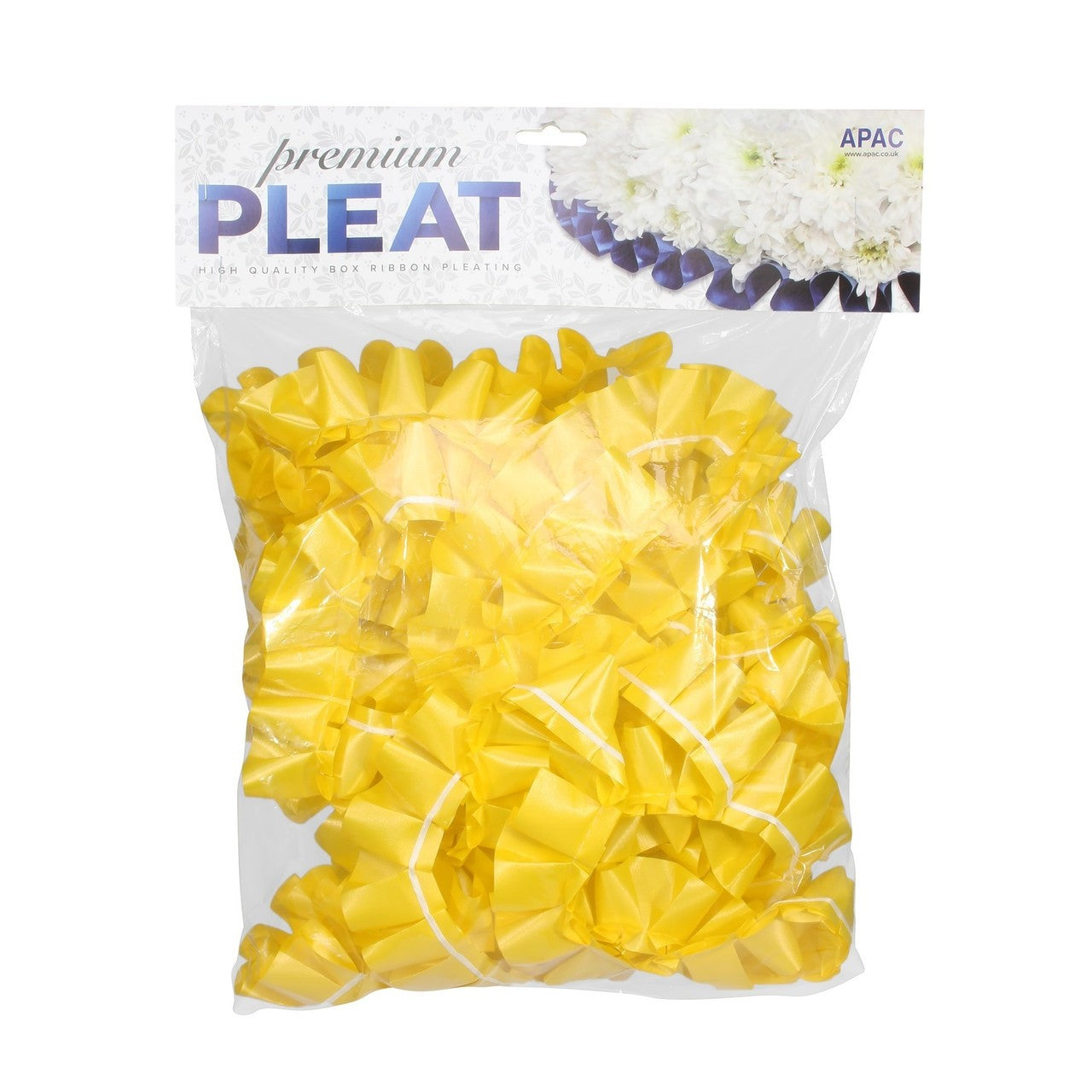 Premium Daffodil Yellow Pleat Ribbon (50mm x 30m)