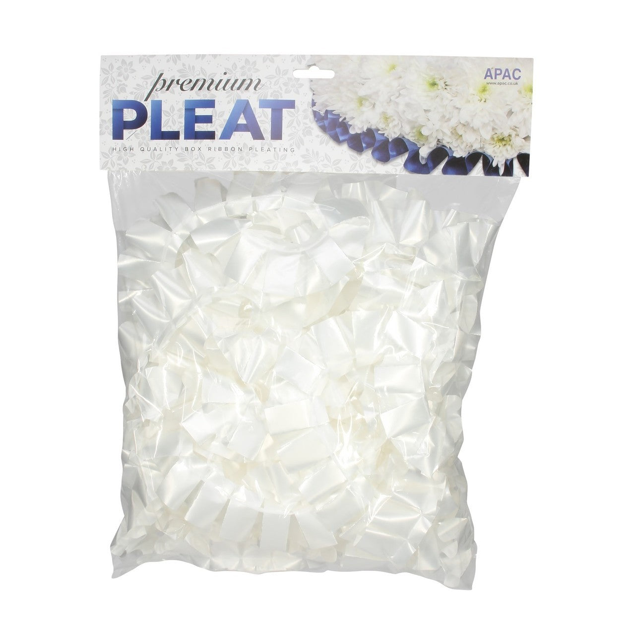 Premium Snow White Pleat Ribbon (50mm x 30m)