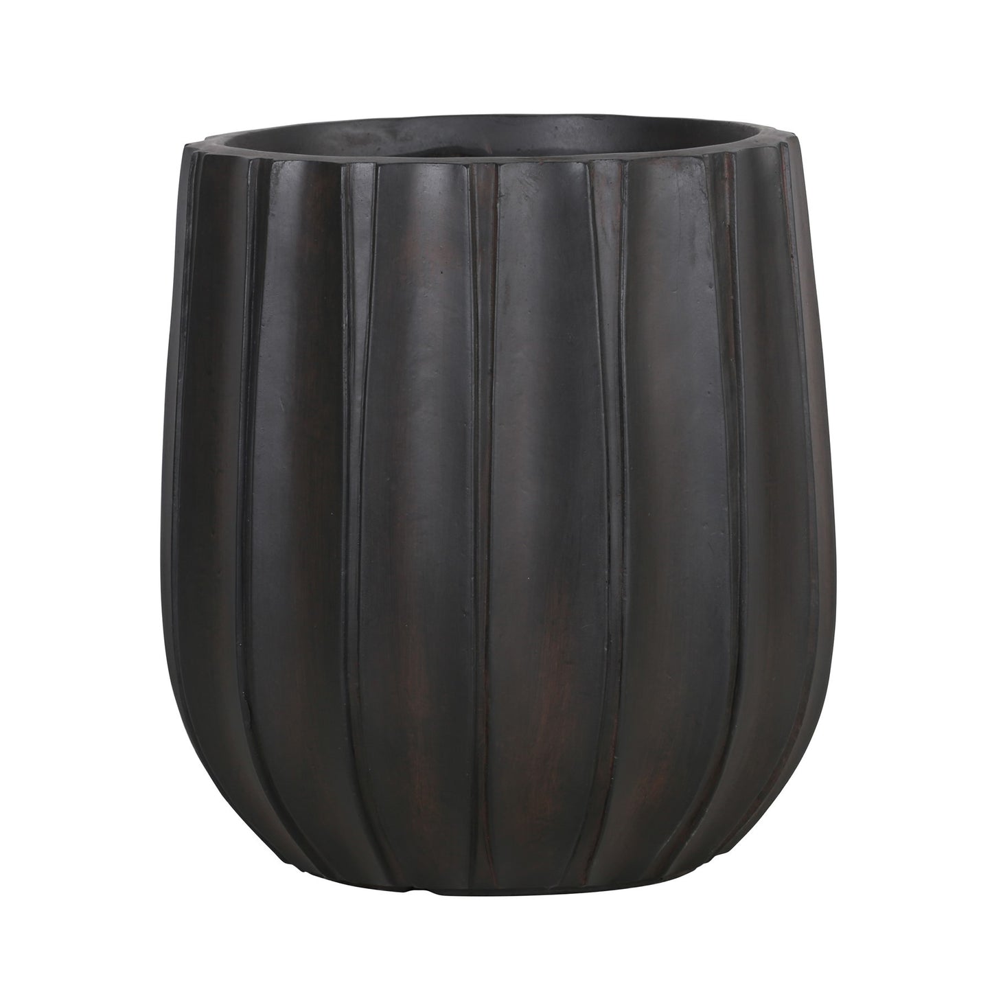 Set of 3 Hortus Outdoor Wide Ribbed Black Planters