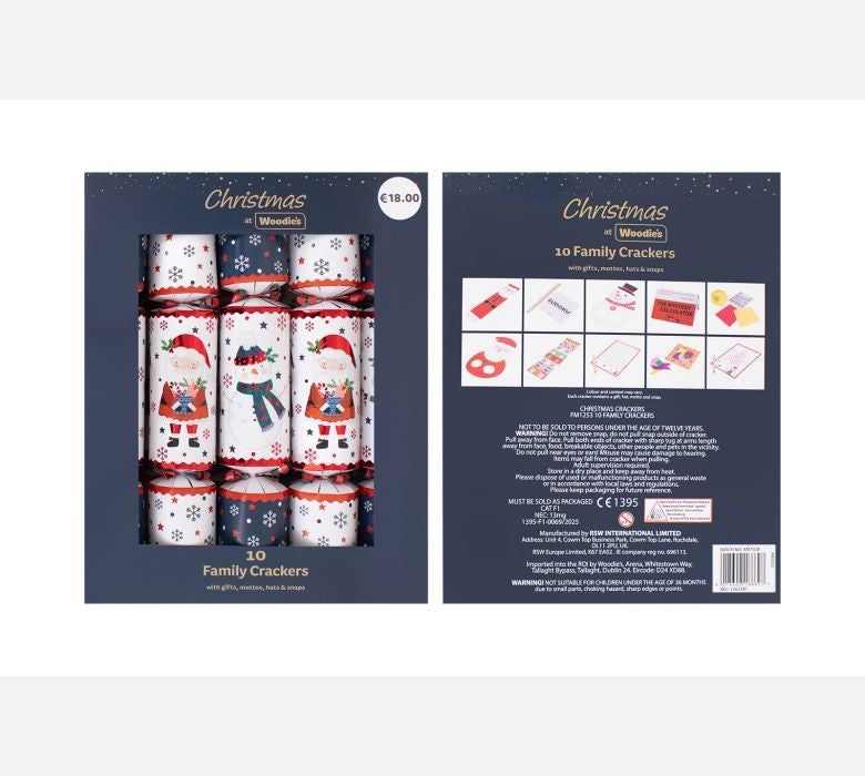 10 Family Santa &amp; Friends Crackers (12 inch)