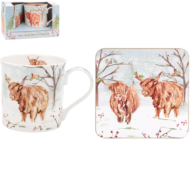 Highland Cow Mug &amp; Coaster