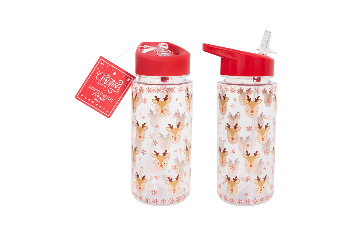 Reindeer Bottle With Straw (500ml)