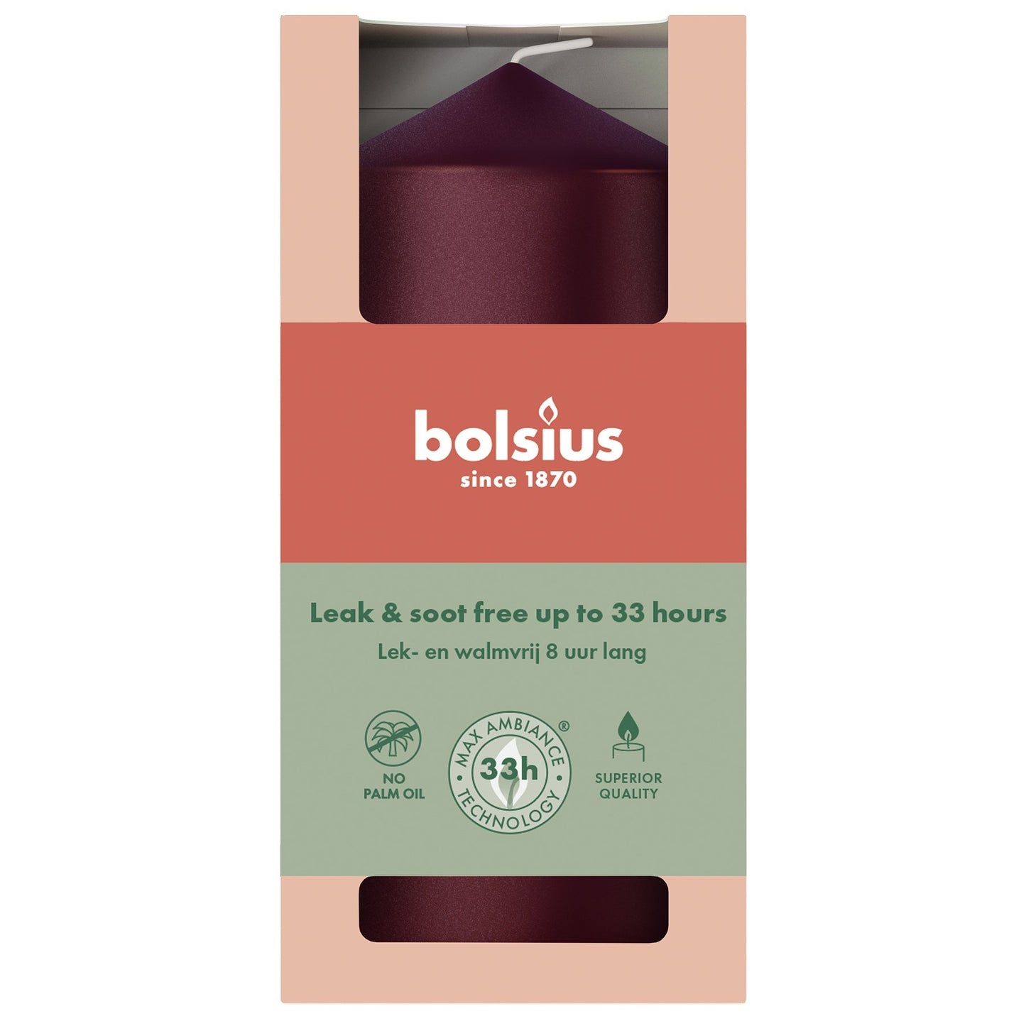 Metallic Red Bolsius Pillar Candle (120 x 58mm)