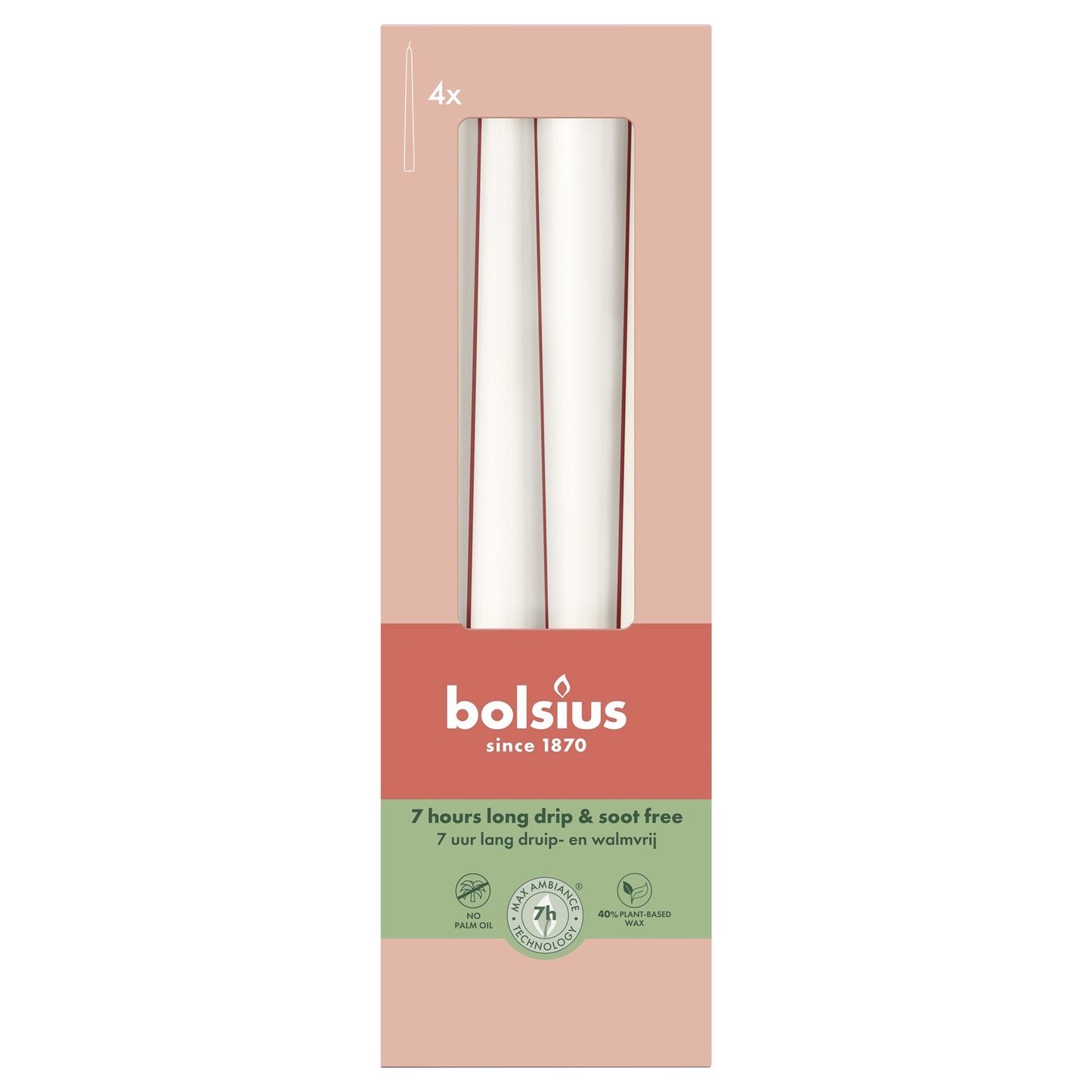 Bolsius Cloudy White Essentials Tapered Candles (245 x 24mm)