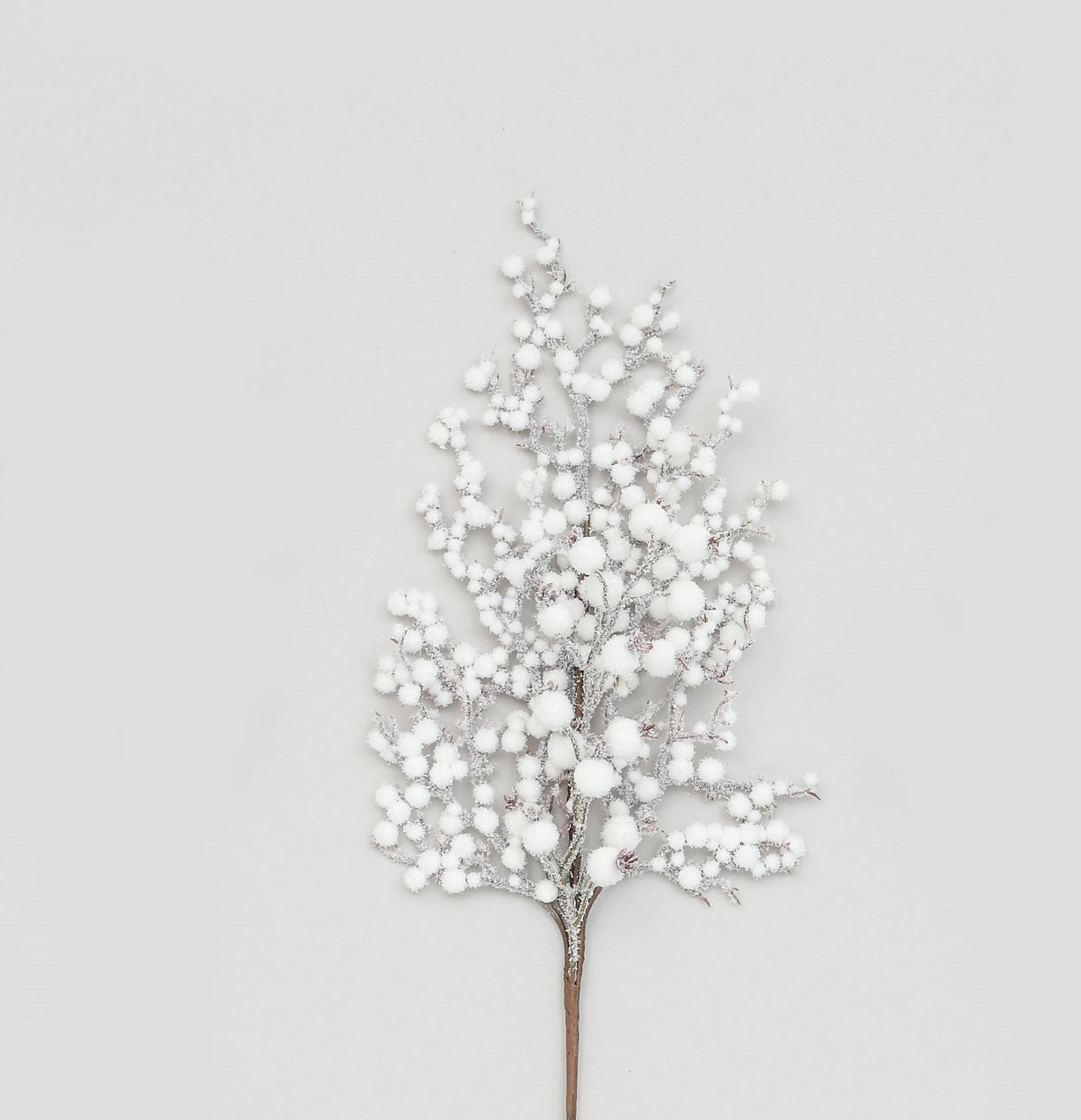 Flocked Berry Spray White (66cm)