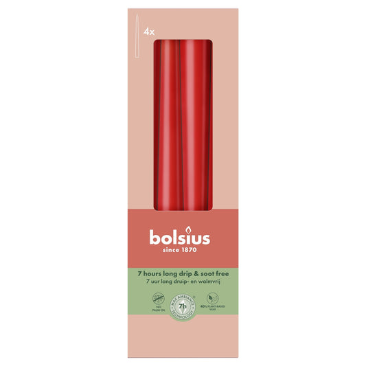 Bolsius Delicate Red Essentials Tapered Candles (245 x 24mm)