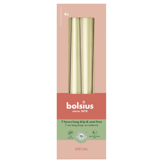 Bolsius Tapered Candles White Silver (245 x 24mm)