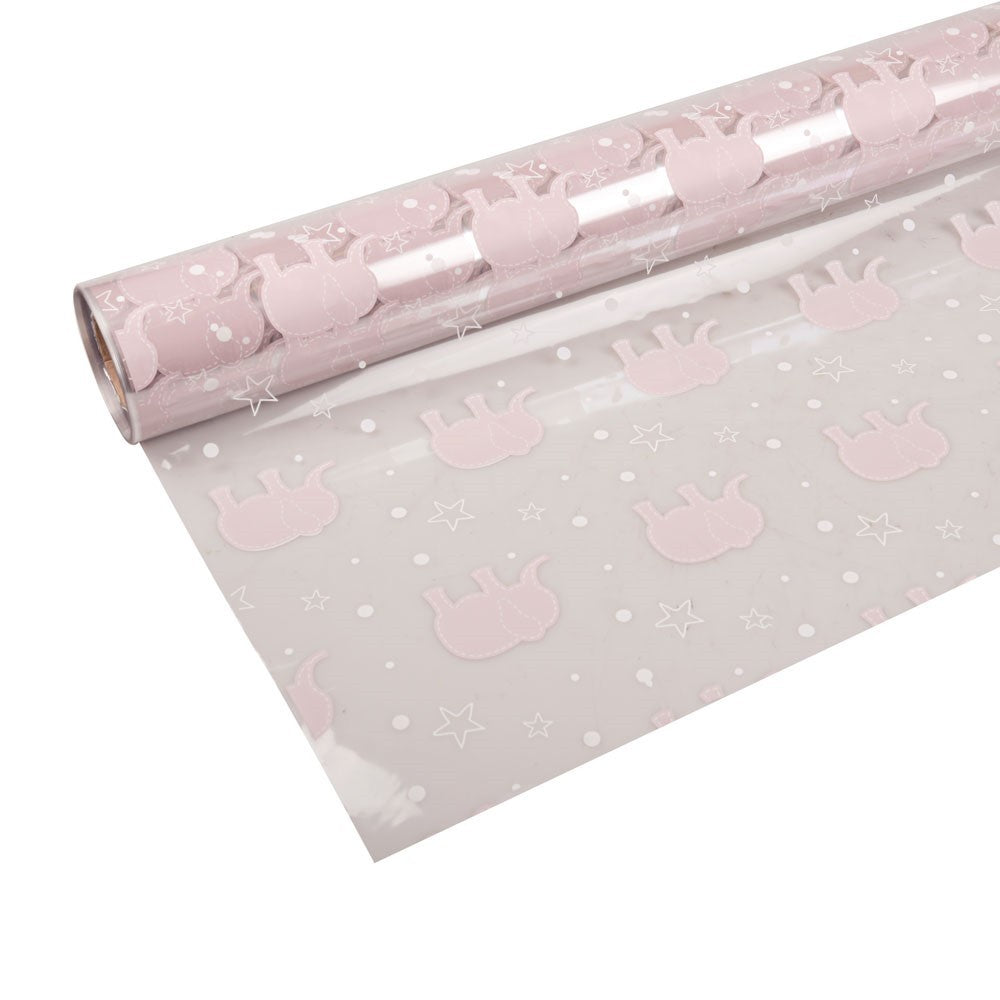 Baby Pink Elephant Print Cellophane (100mx80cm)
