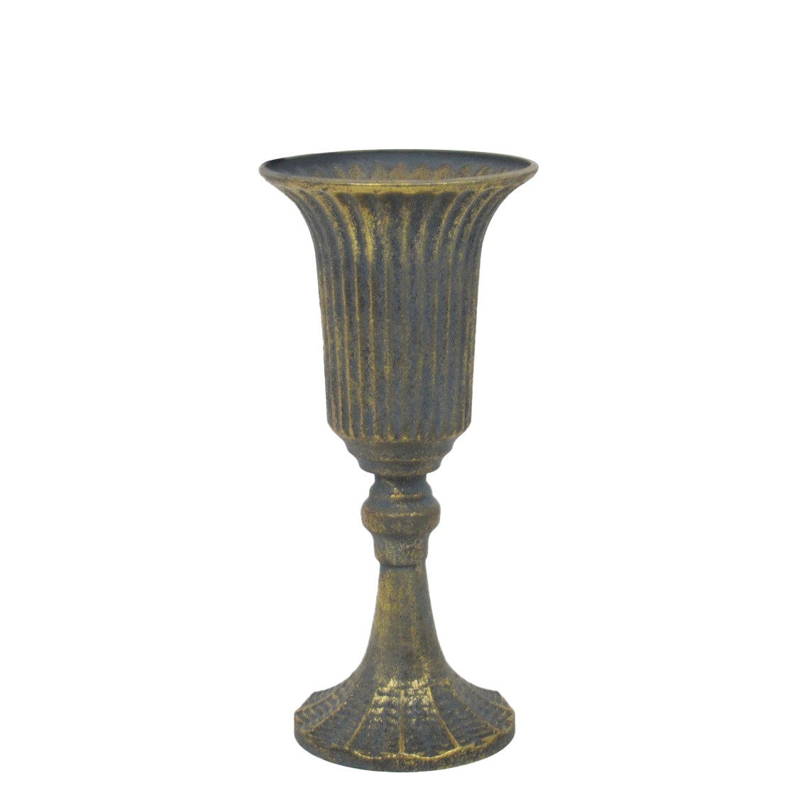 Antique Gold Creation Metal Urn Vase on Stem (30cm)
