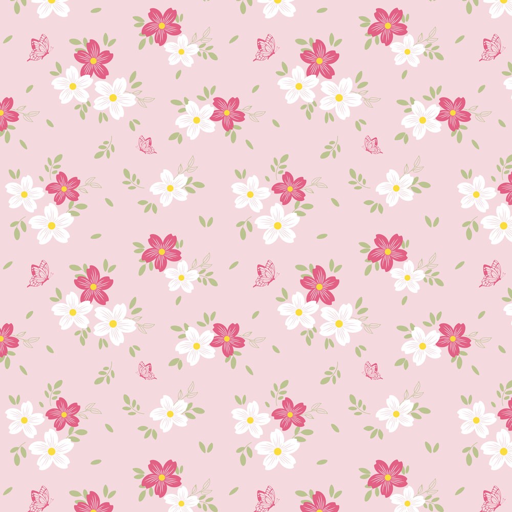 Blooms &amp; Butterflies Pink Tinted Cello Wrap (100m)