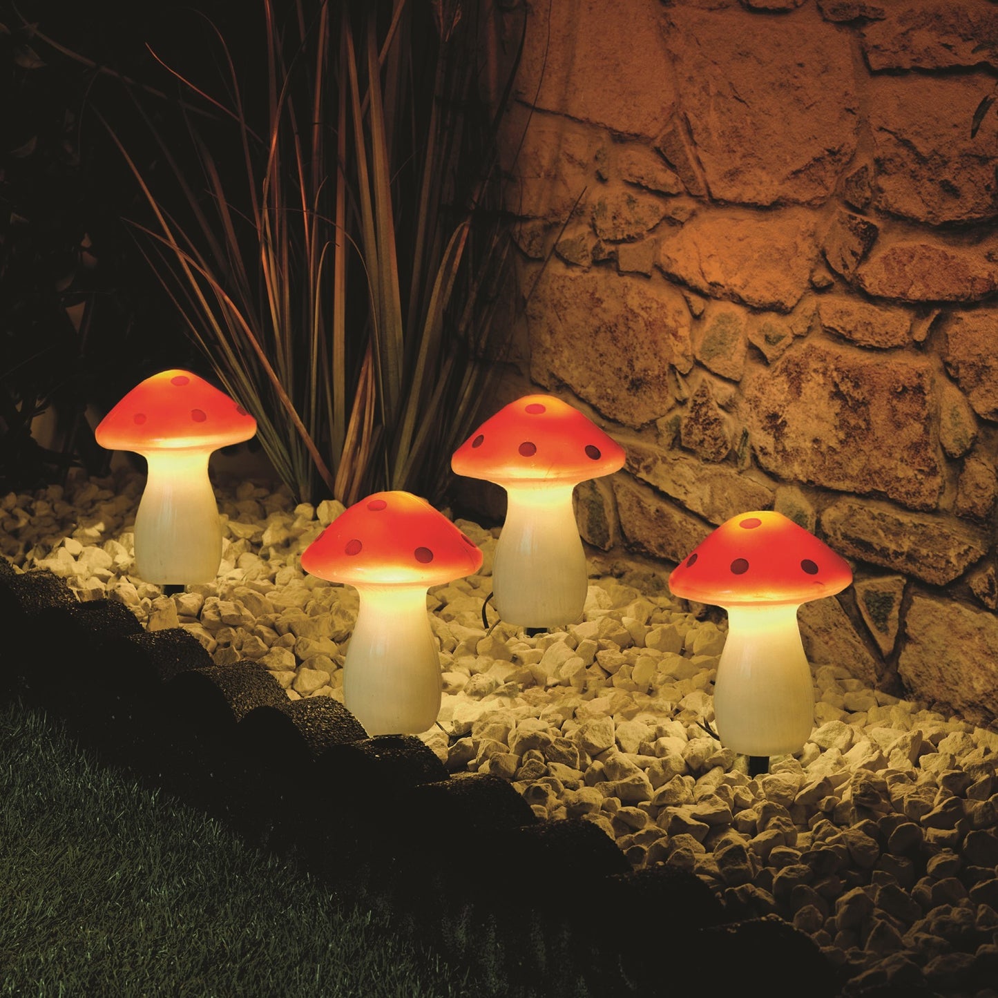 Red Mushroom Solar String Lights (3.5m  Set of 4)