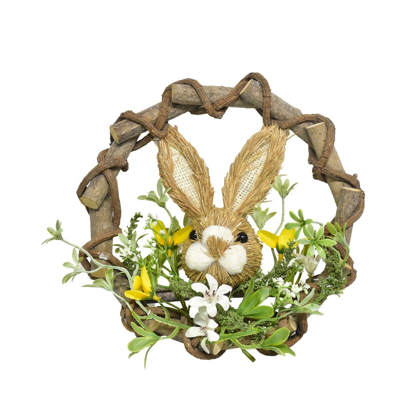Easter Wreath with Bunny Face &amp; Flowers