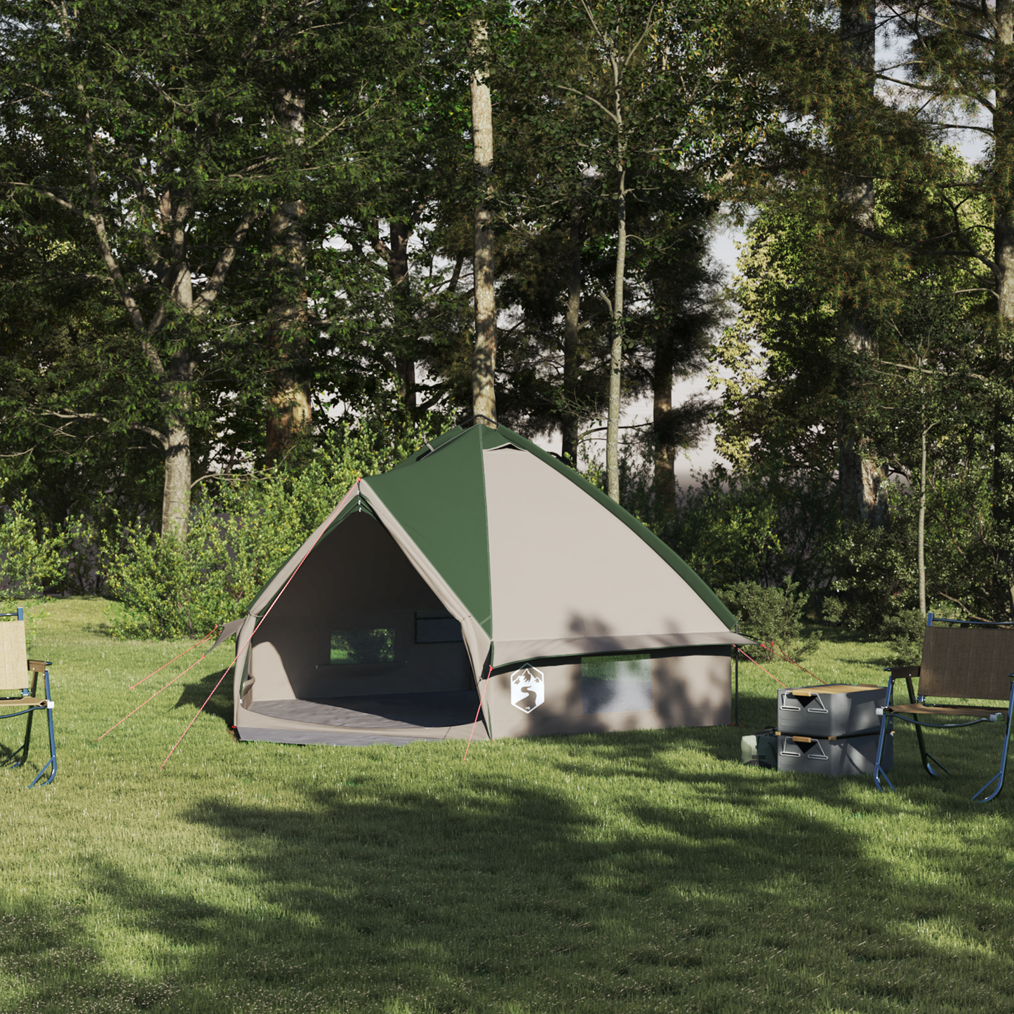 Teepee Tent 4-Person Green and Grey 388 x 320 x 169 cm