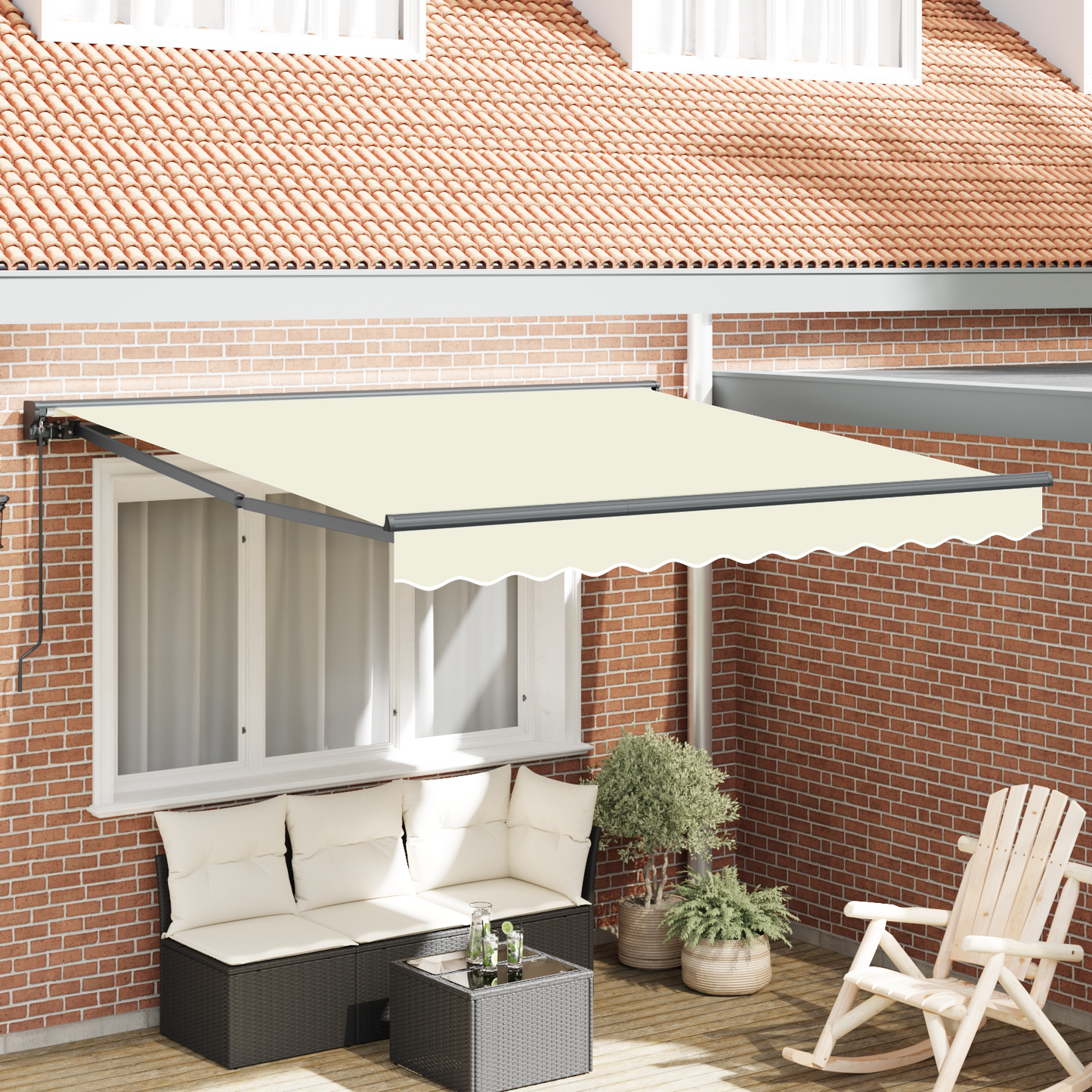 Awning Frame Cream 350 x 250 cm Polyester with PU coating