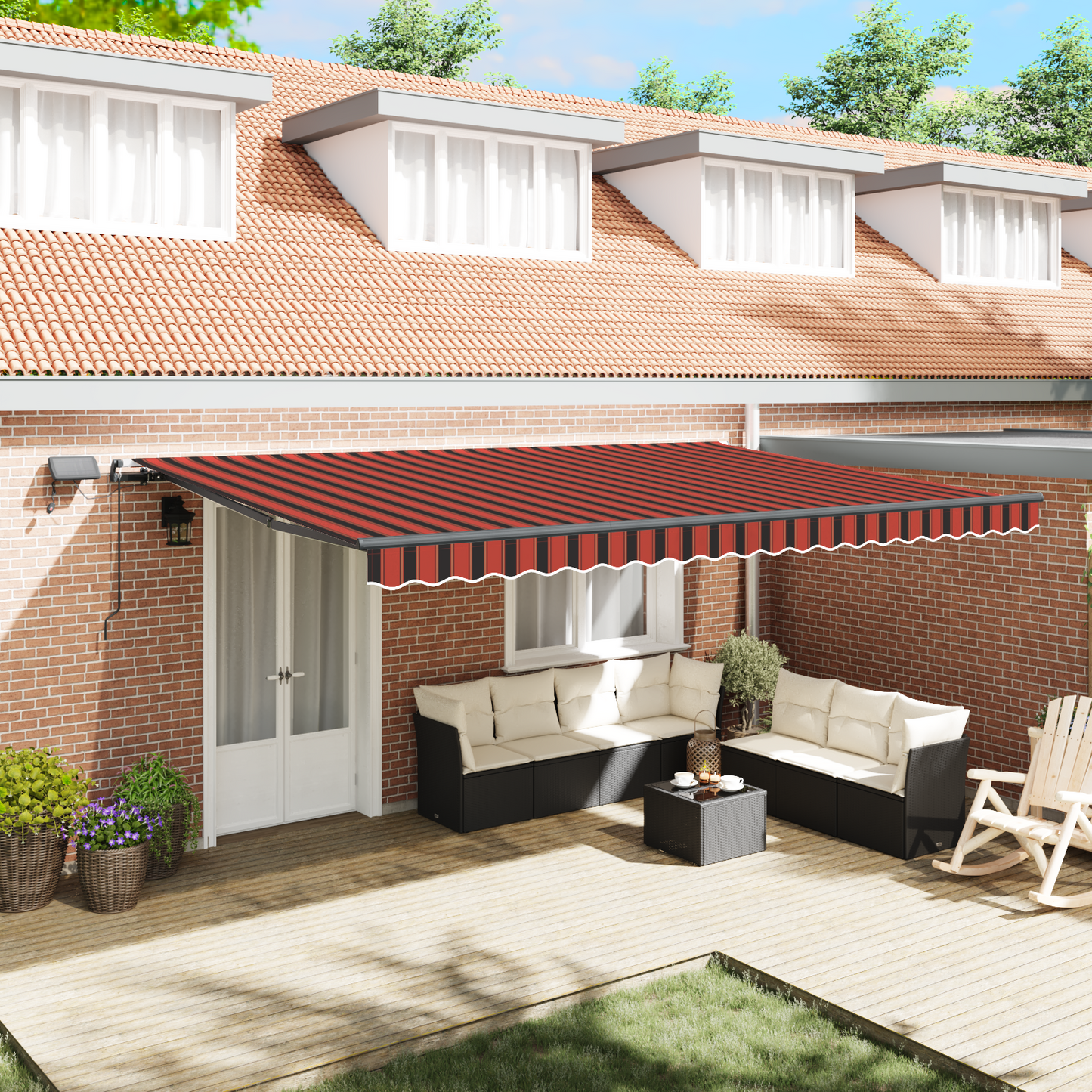 Retractable Awning Orange and brown 500 x 300 cm