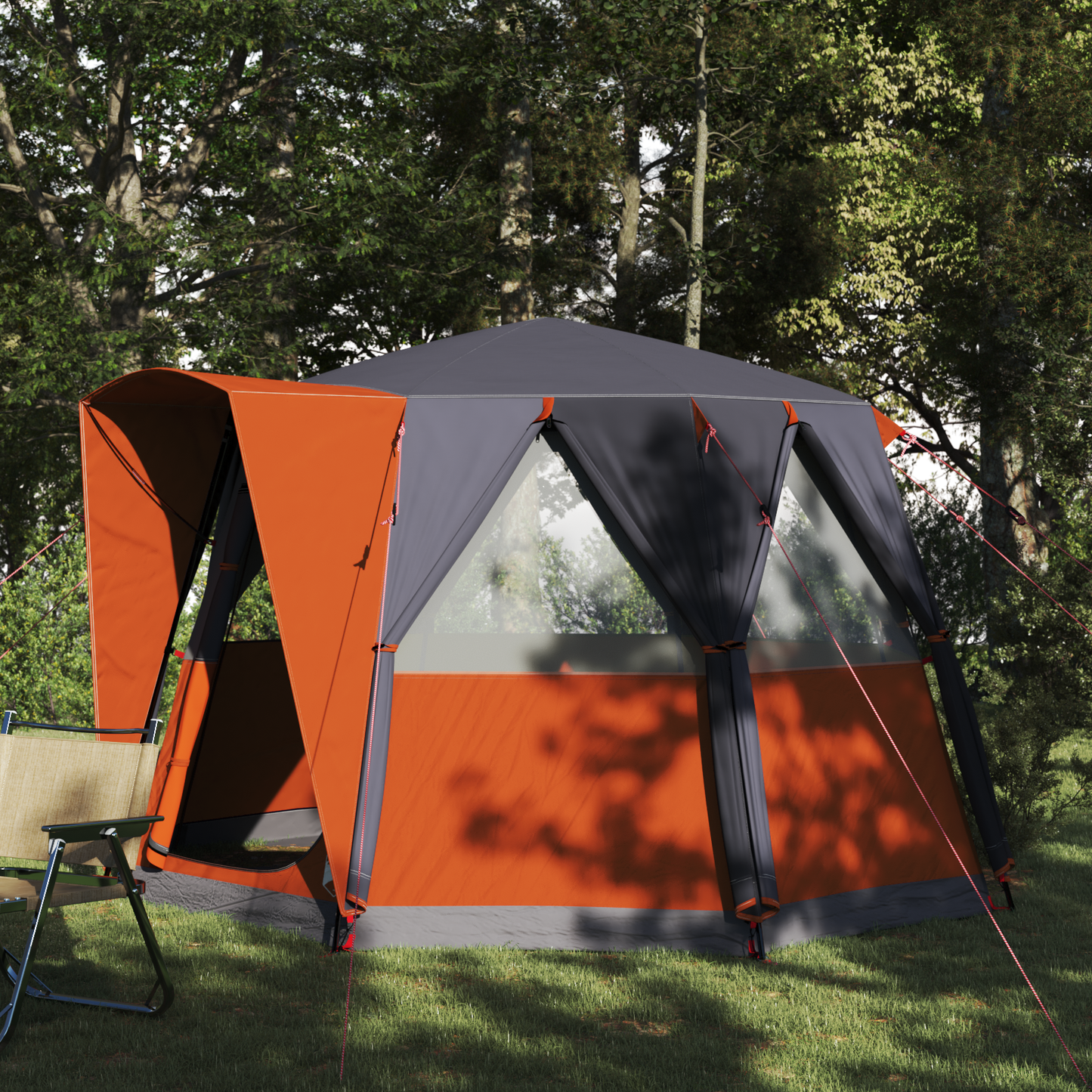 Cabin Tent 3-Person Grey and Orange 320 x 320 x 203 cm