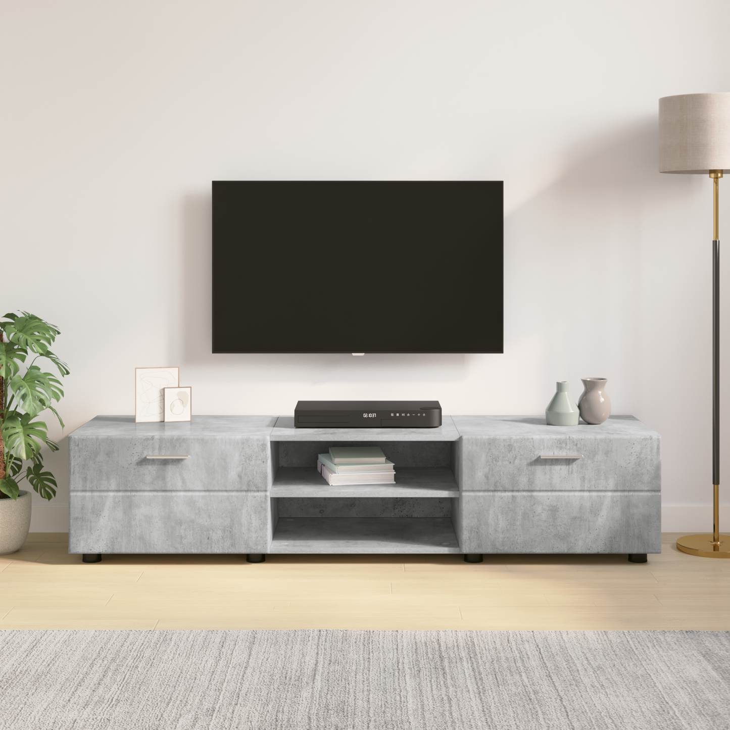 Wooden Cabinet with Drawer High Gloss White 150 x 39 x 30 cm