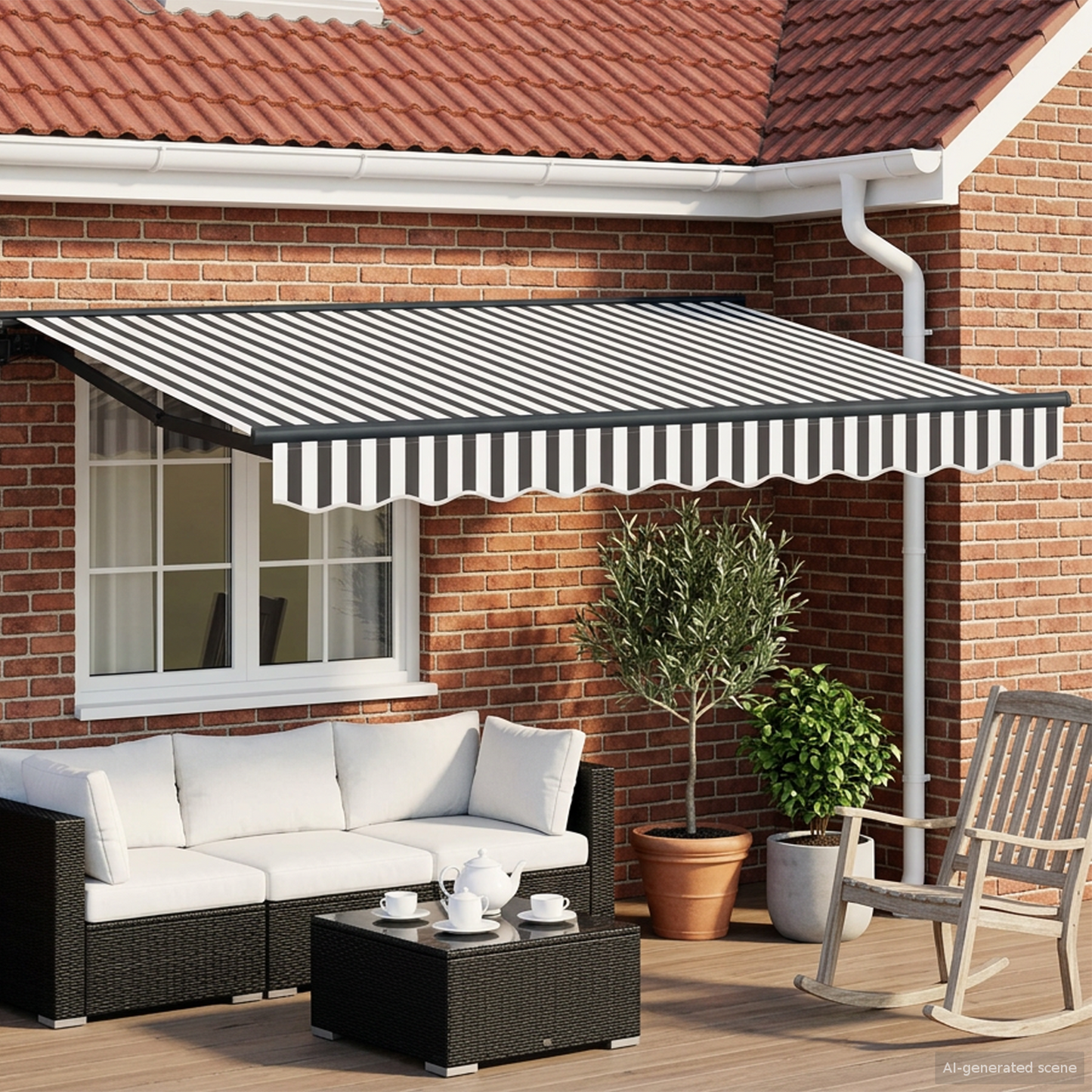 Electric Retractable Awning Anthracite and White 3 x 2.5 m