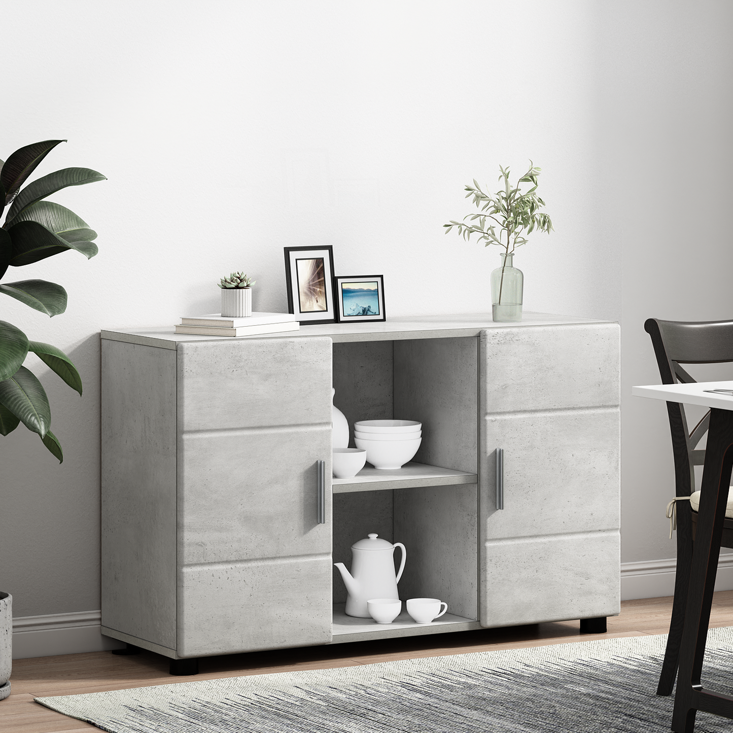Sideboard with Shelf FLORIN Concrete Grey 88.5 x 30.5 x 55.5 cm