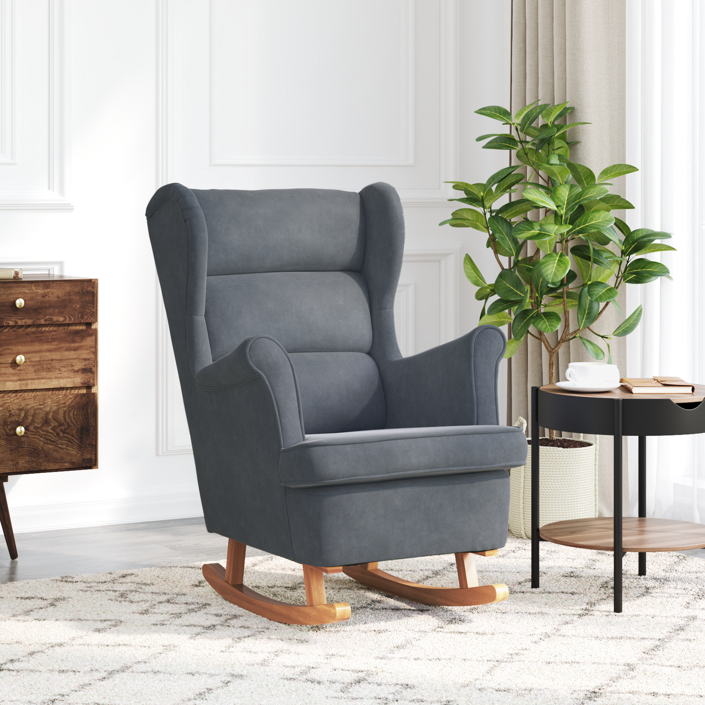 Rocking Chair with Cushion Dark Grey 92 x 71 x 100 cm Plywood
