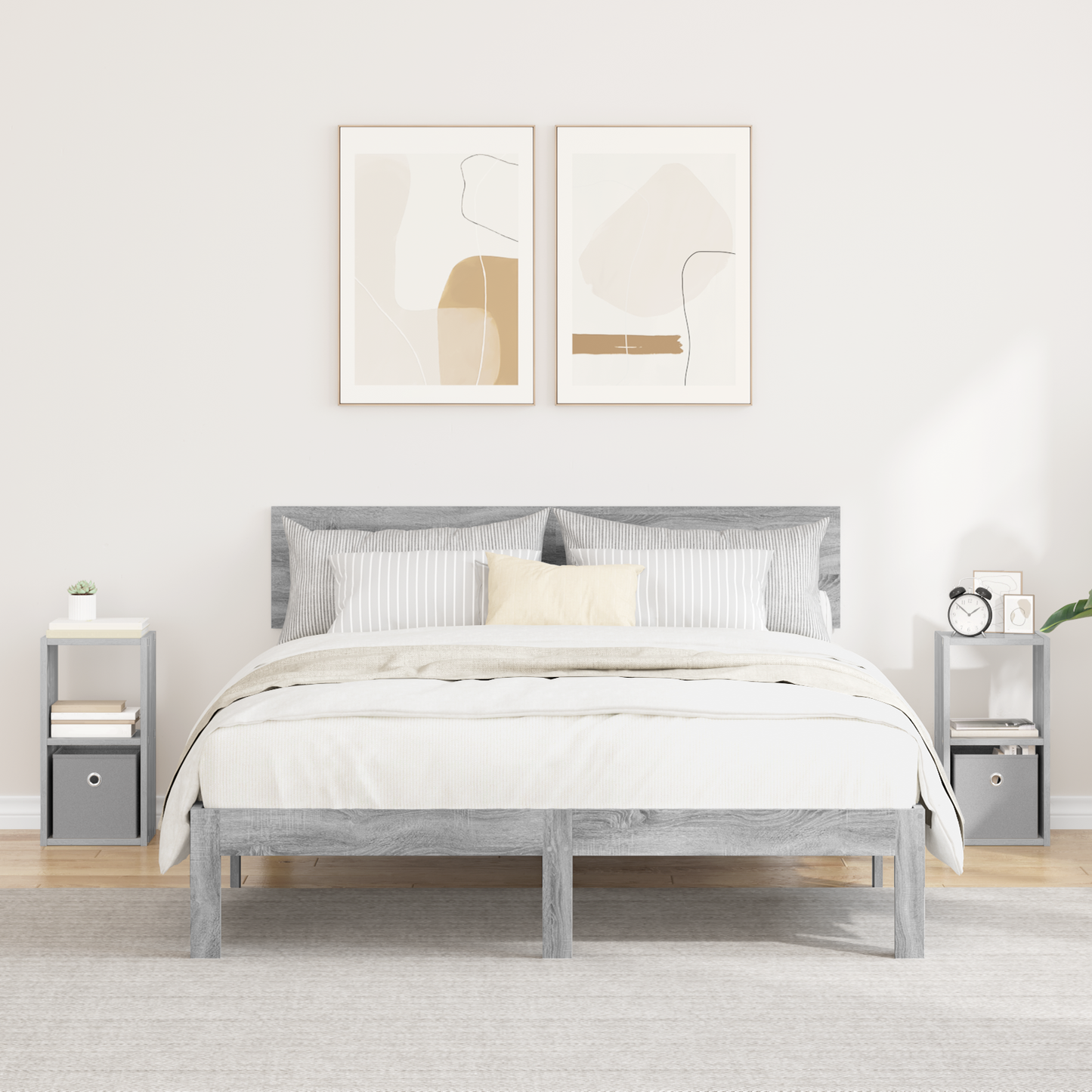Bedside Table with Drawer 2 pcs Grey Sonoma 25.5 x 22 x 49.5 cm