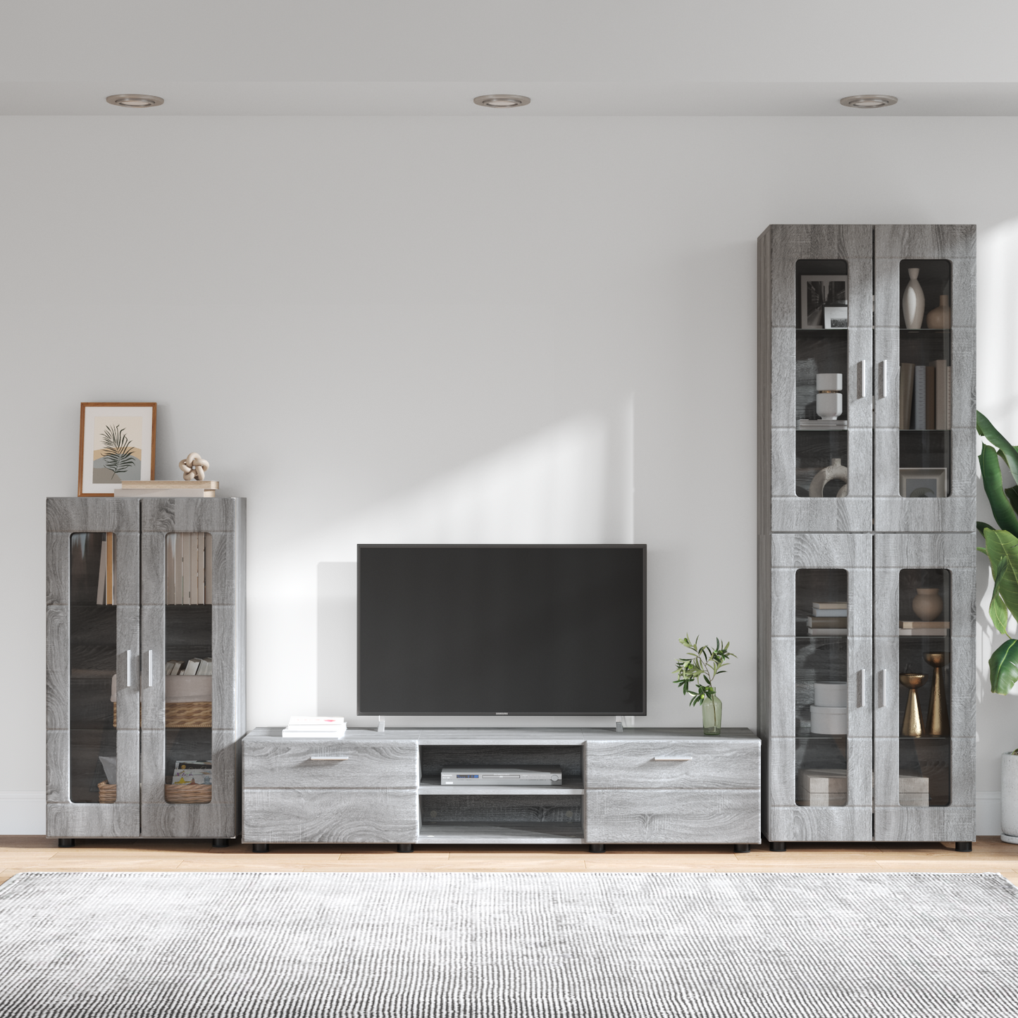TV Cabinet Set FLORIN 3 pcs Grey Sonoma Engineered Wood