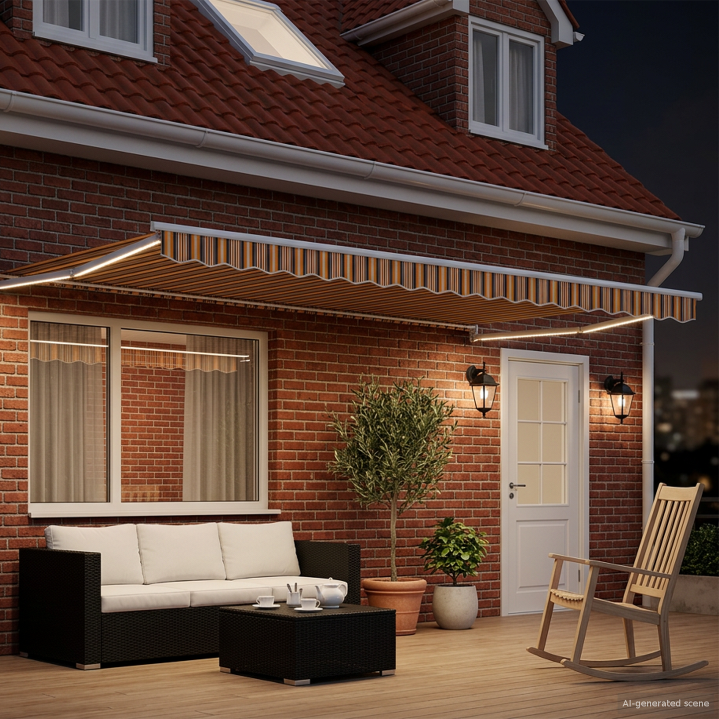 Manual Retractable Awning with LEDs 5 x 3 m