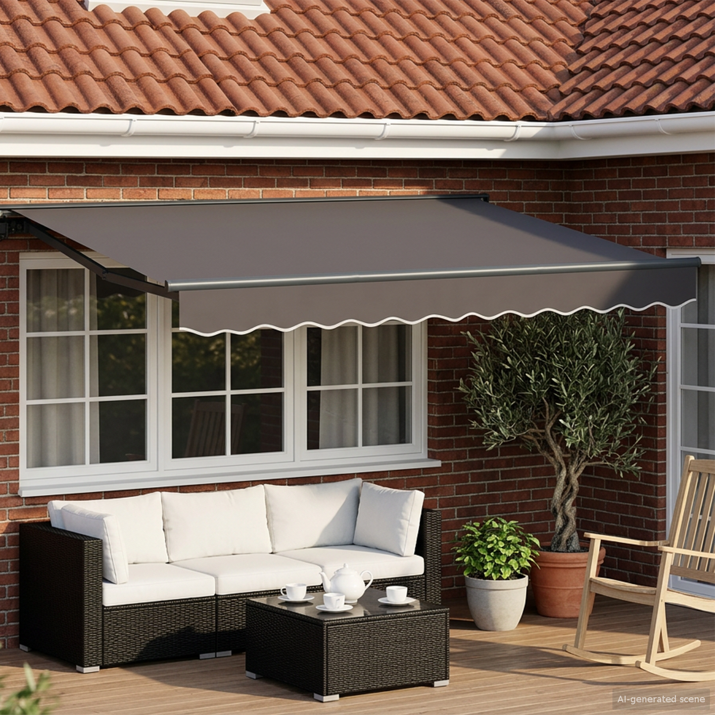 Manual Awning Frame with LEDs Anthracite 2.5 x 2 m