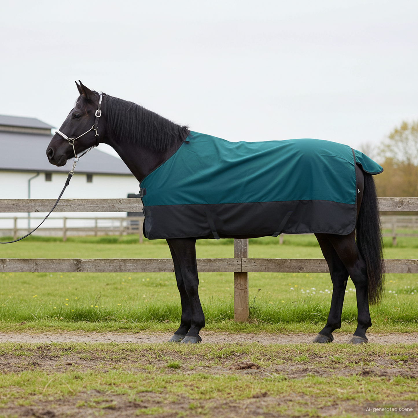 Horse Blanket Dark Green and Black 75 cm Polyester