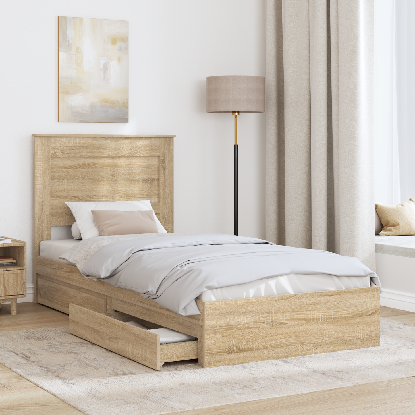 Storage Bed with Drawer Sonoma Oak 75 x 190 cm Engineered Wood
