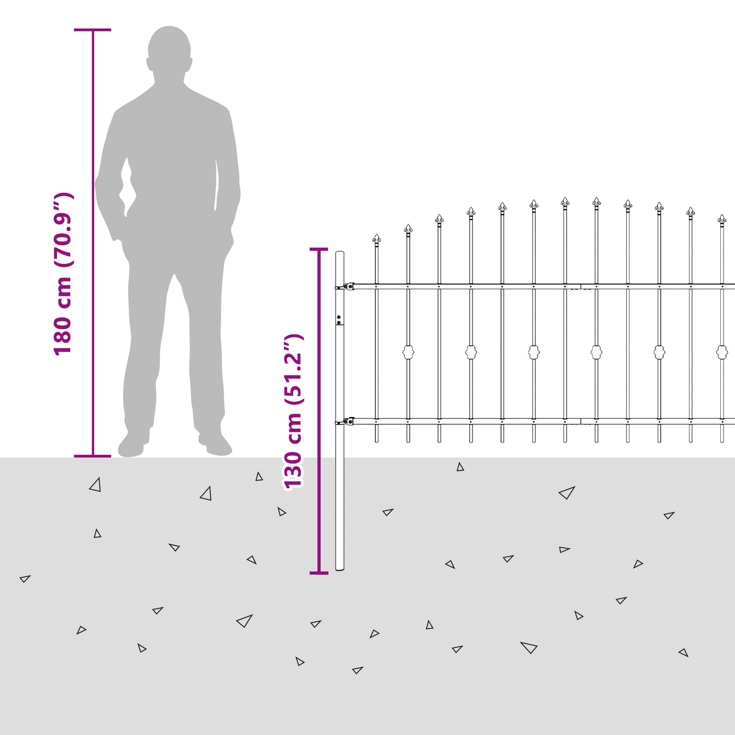 Spike Fence Asten Black 200 x 130 cm Powder-Coated Steel