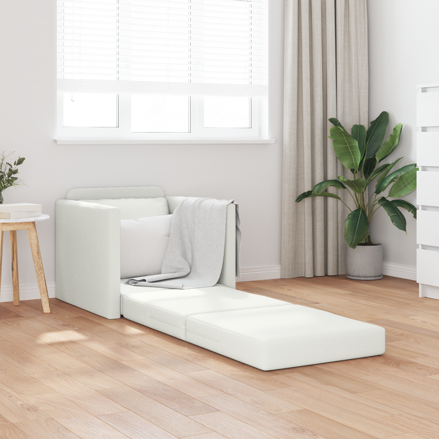 Folding Sofa Bed White 74 x 77 x 81 cm Faux Leather