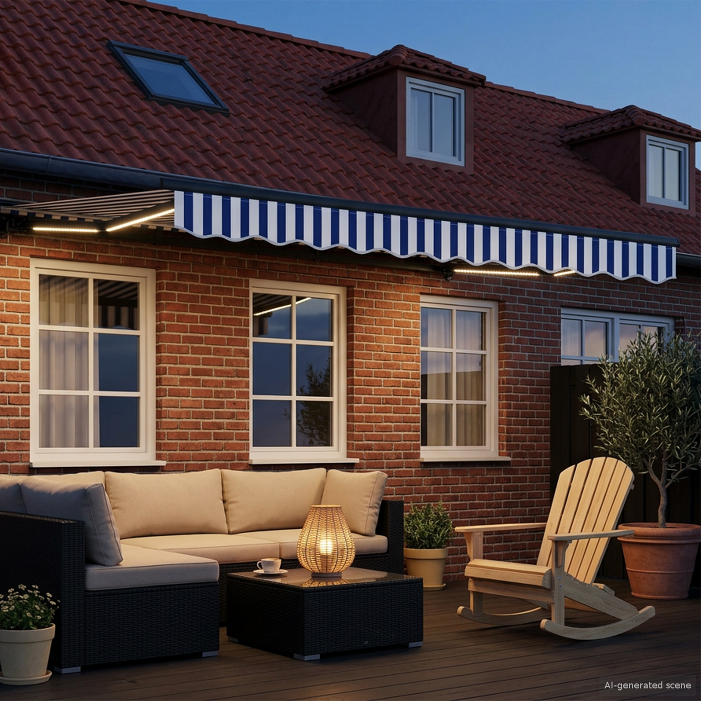 Manual Awning Frame with LEDs 3.5 x 2.5 m