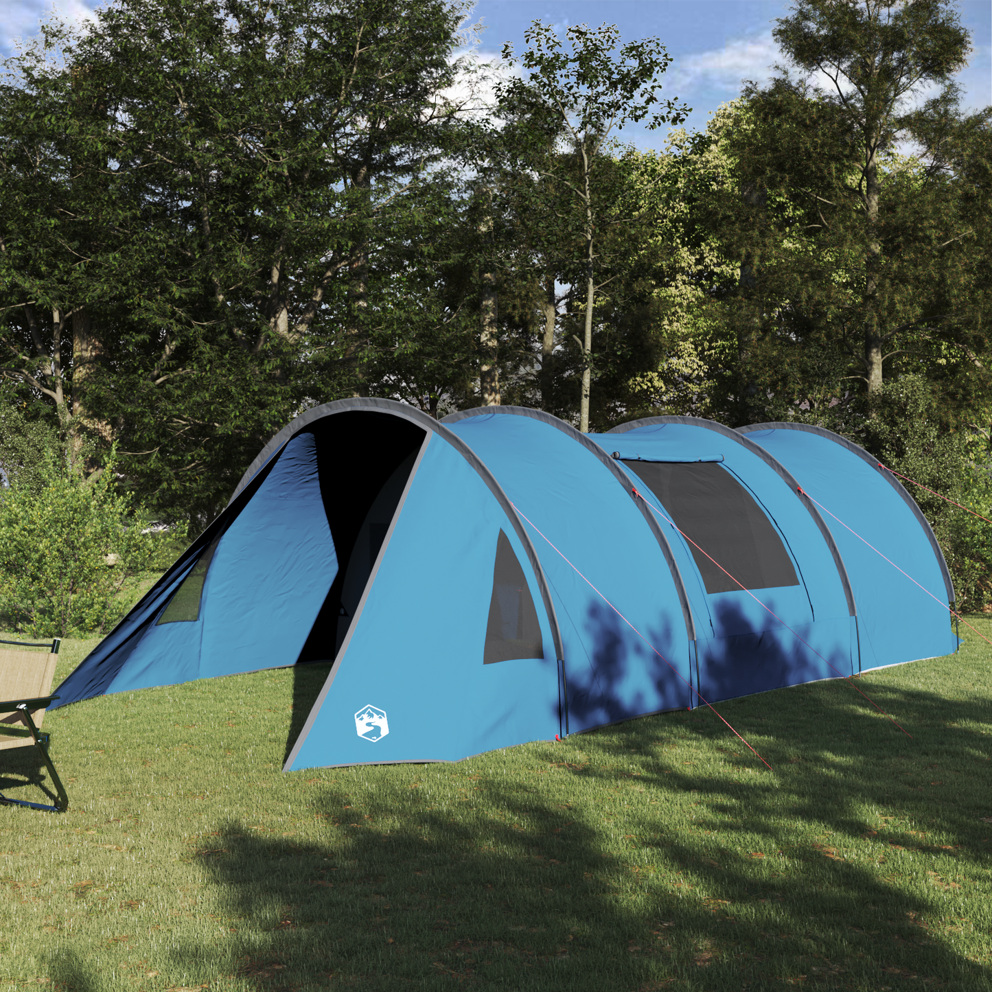 Tunnel Tent 4-Person with Roof Blue and Grey 778 x 356 x 210 cm