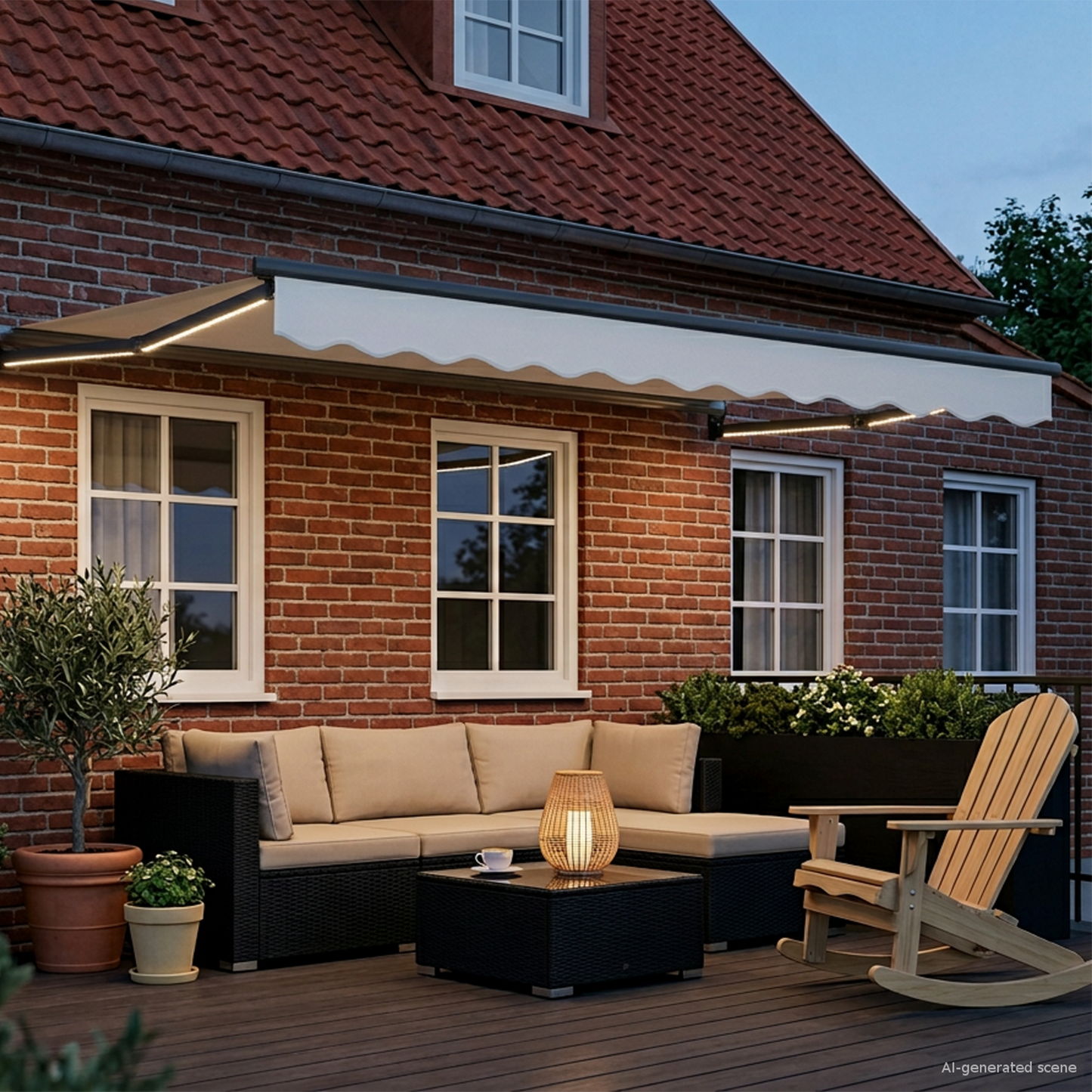 Manual Retractable Awning with LEDs 3.5 x 2.5 m