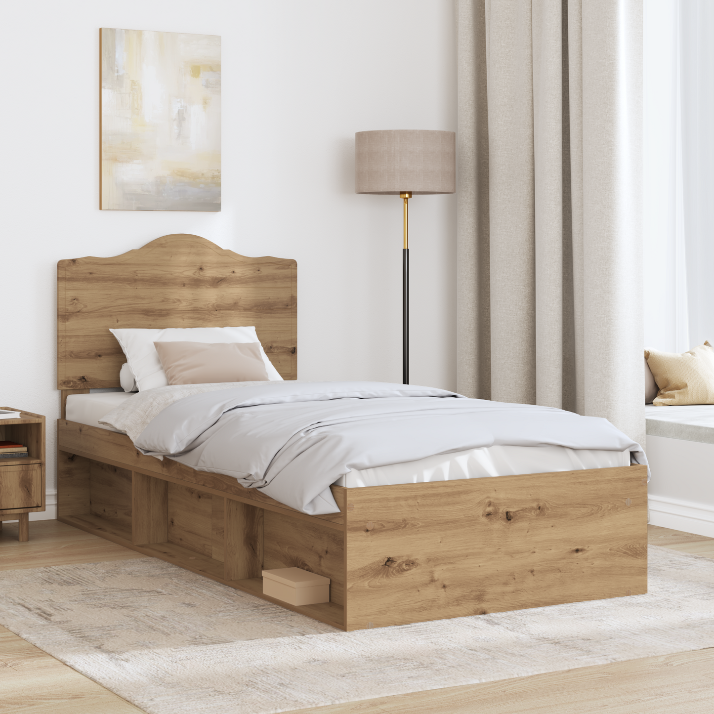Bed Frame Artisian Oak 75 x 190 cm Solid Pine Wood