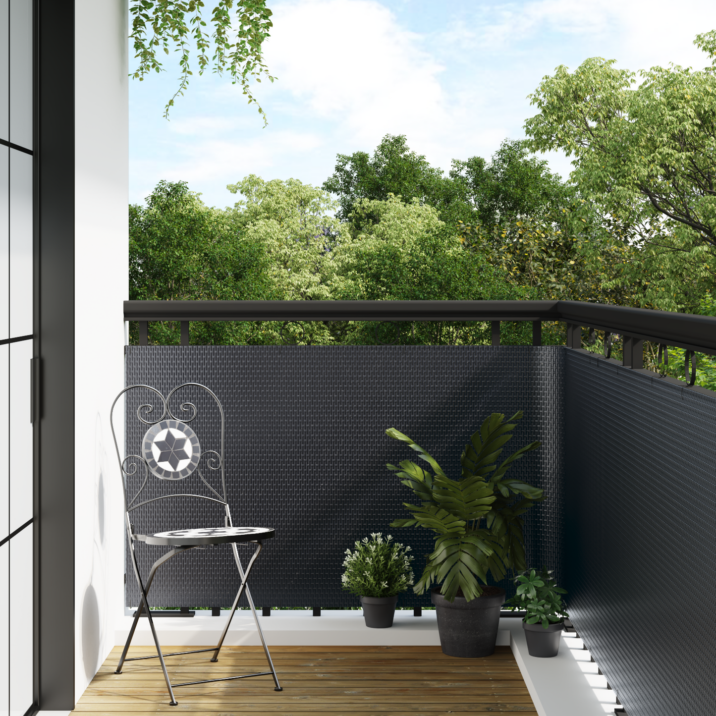 Balcony Screen Dark Grey 300 x 90 cm Poly Rattan
