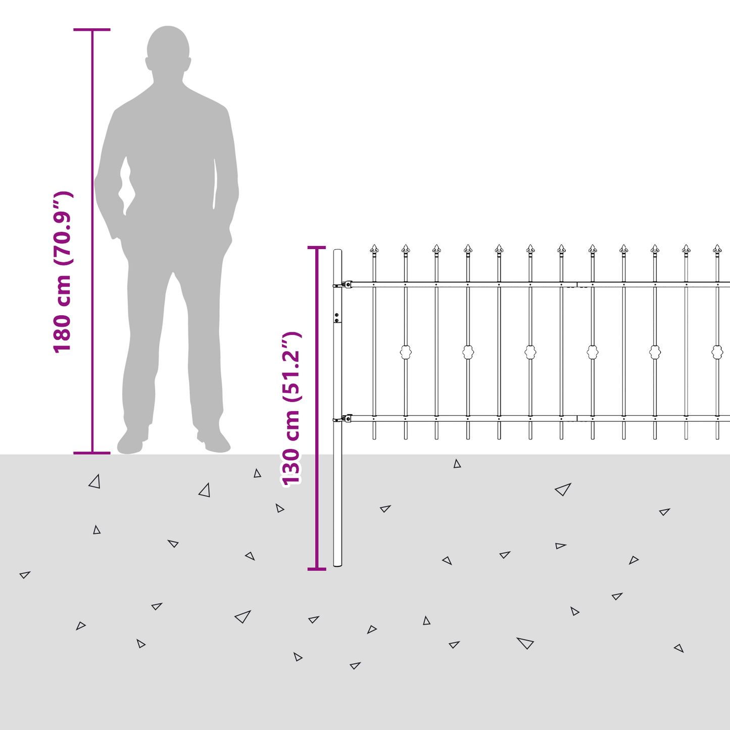 Spike Fence Asten Black 200 x 130 cm Powder-Coated Steel