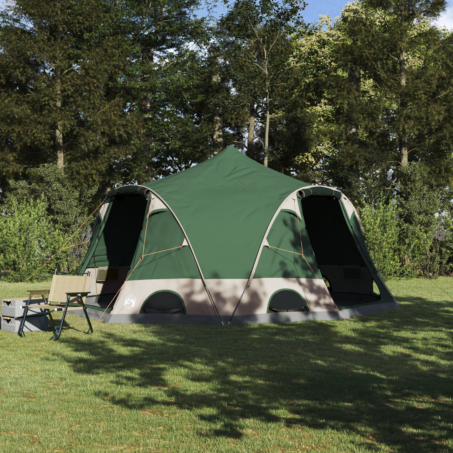 Dome Tent 4-Person with Roof Green 505 x 450 x 248 cm