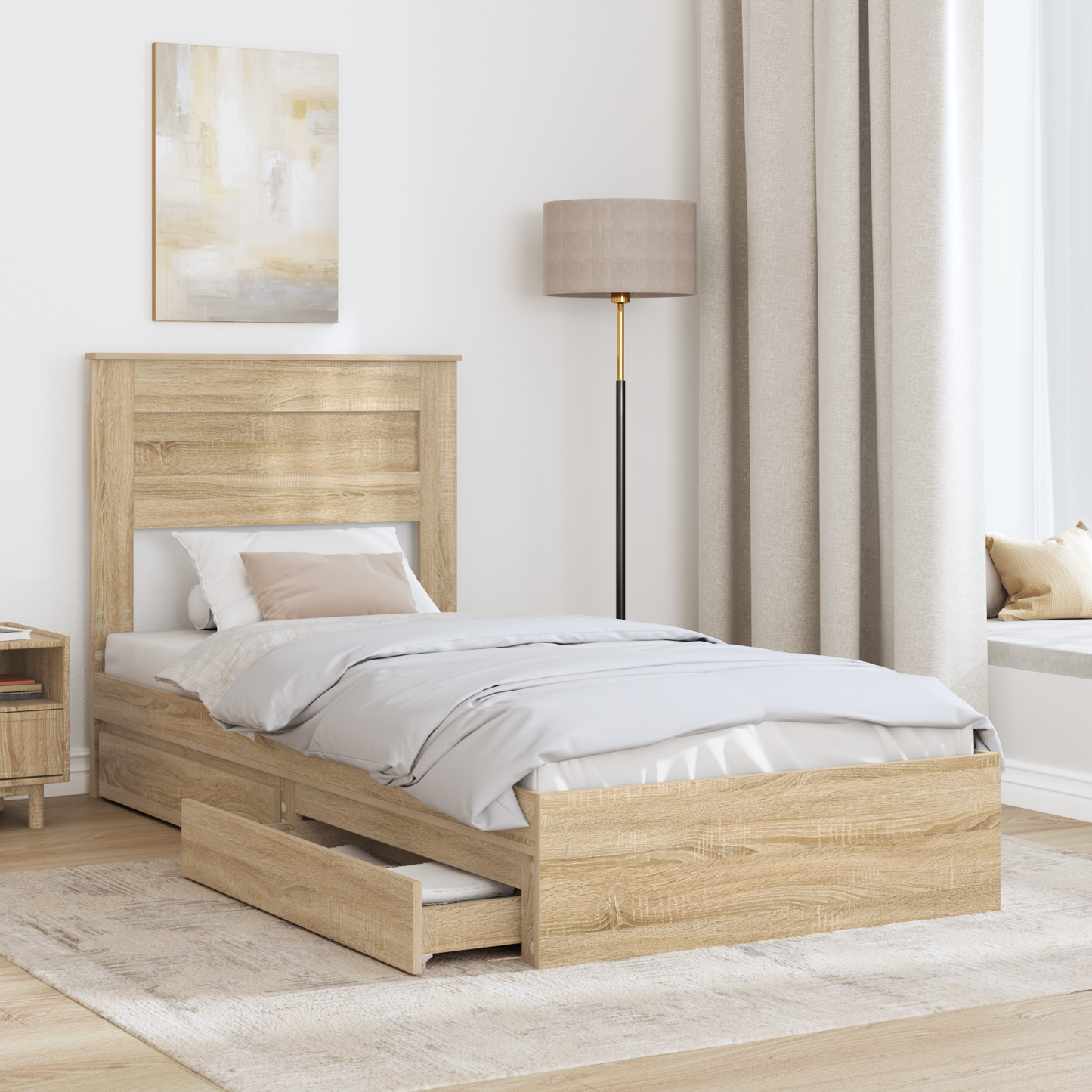 Storage Bed with Drawer Sonoma Oak 75 x 190 cm Engineered Wood