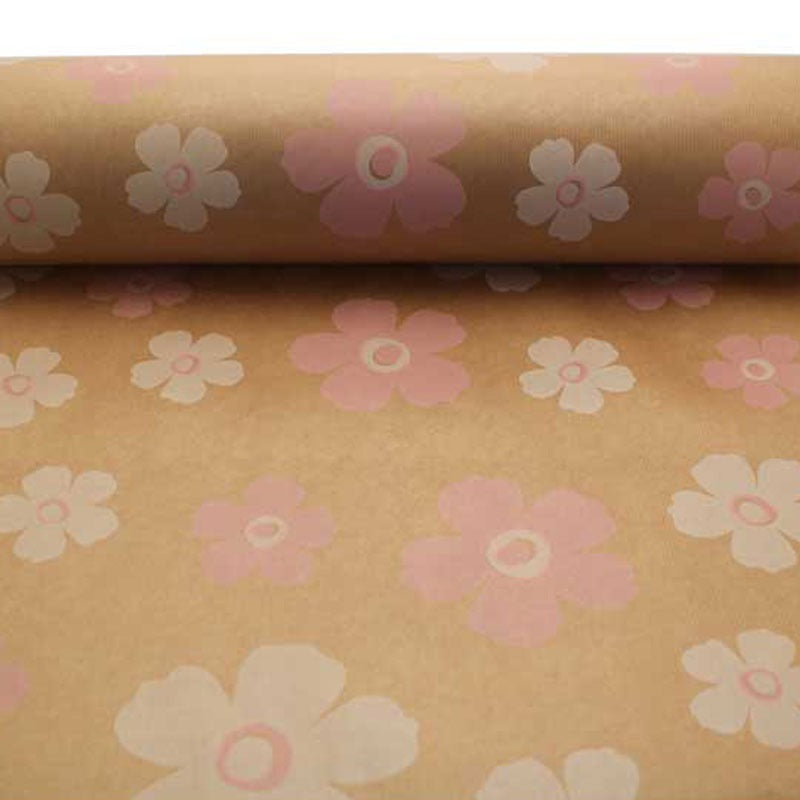 Pink &amp; White Fleur Kraft Paper