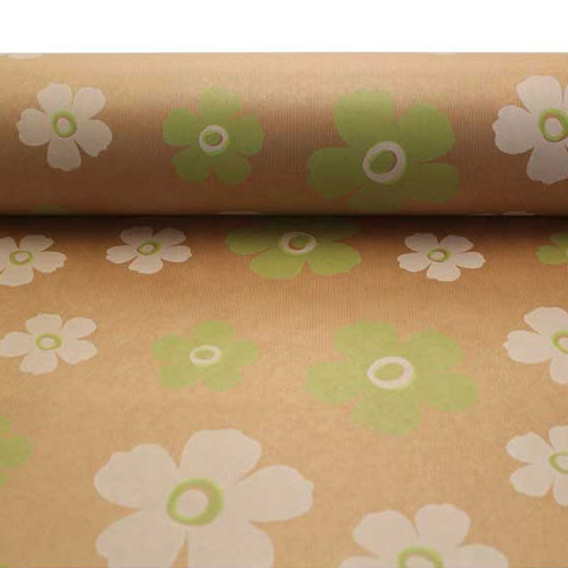 Green &amp; White Fleur Kraft Paper