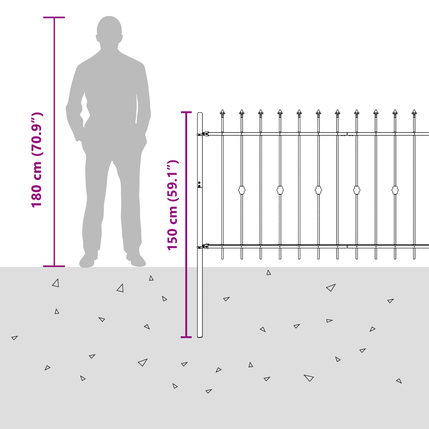 Spike Fence Asten Black 200 x 150 cm Powder-Coated Steel