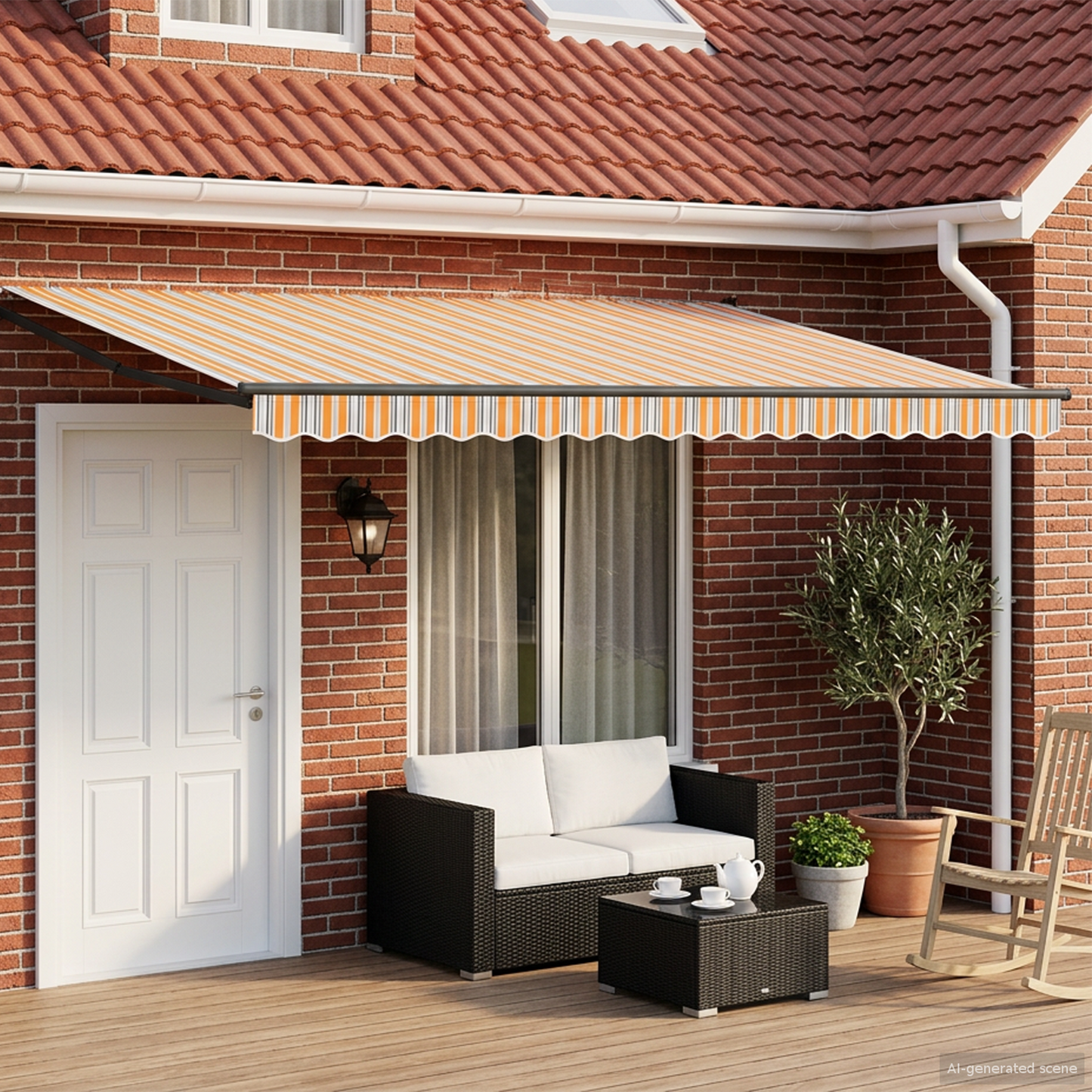Manual Retractable Awning with LEDs 4.5 x 3 m