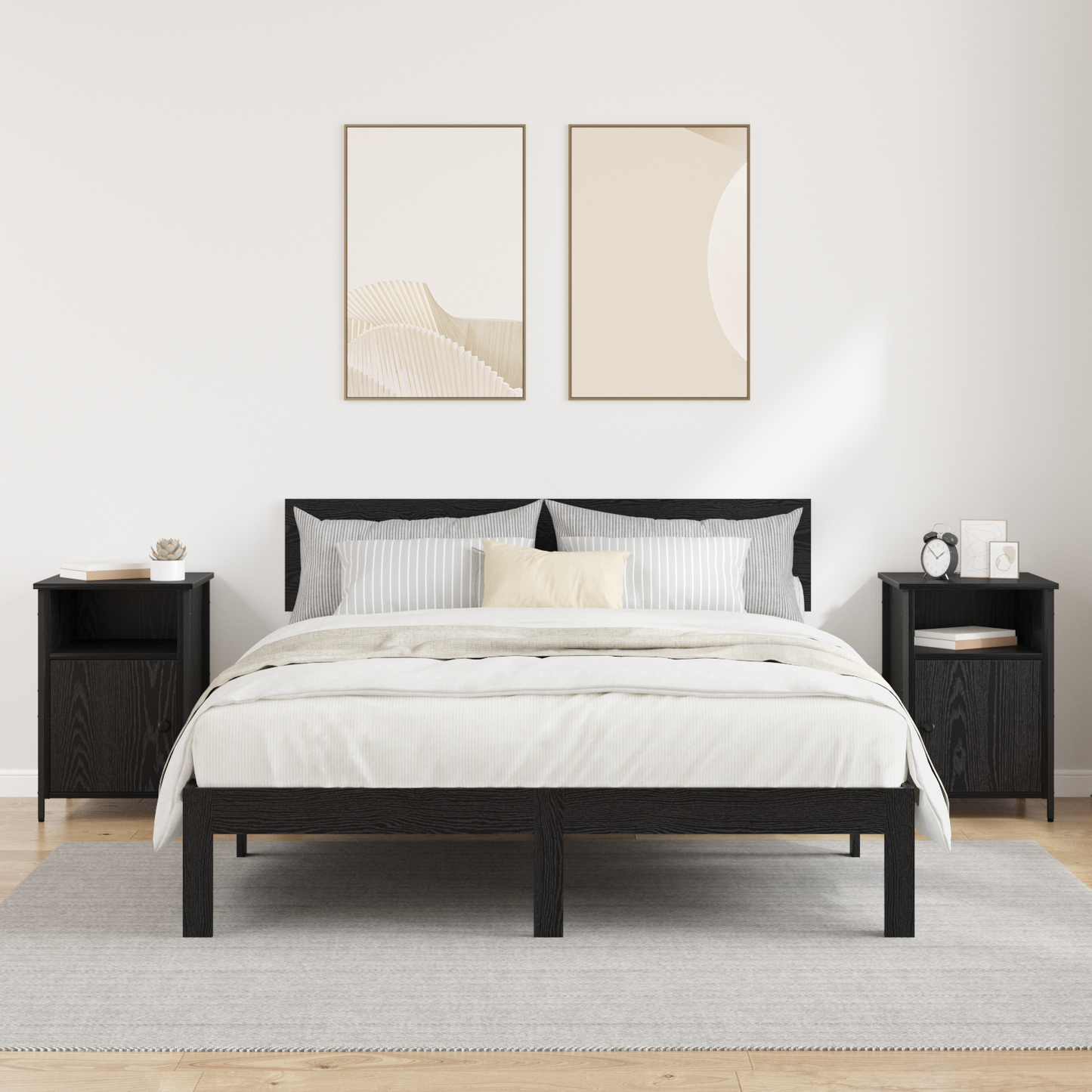 Bedside Cabinet 2 pcs Black Oak 40 x 42 x 60 cm Engineered Wood