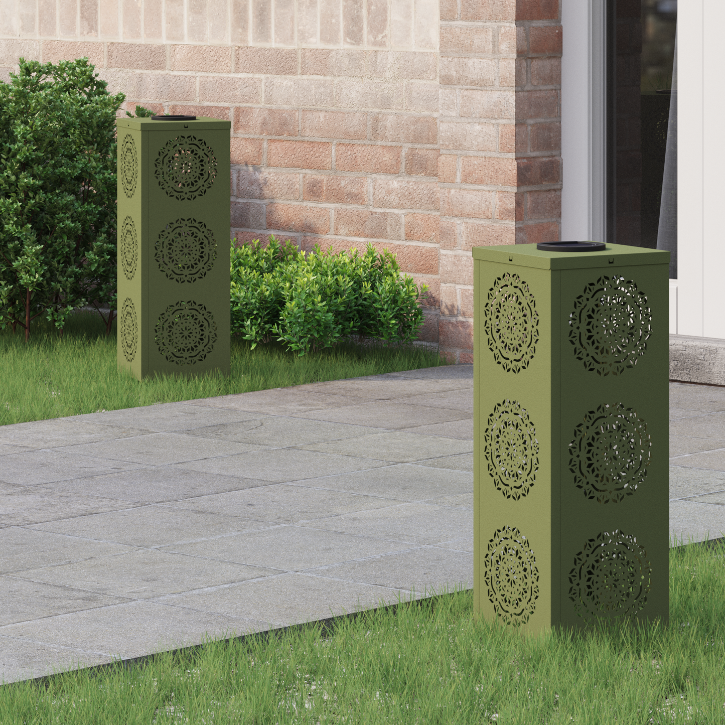 Solar LED Pathway Light 2 pcs Olive Green Cold Rolled Steel