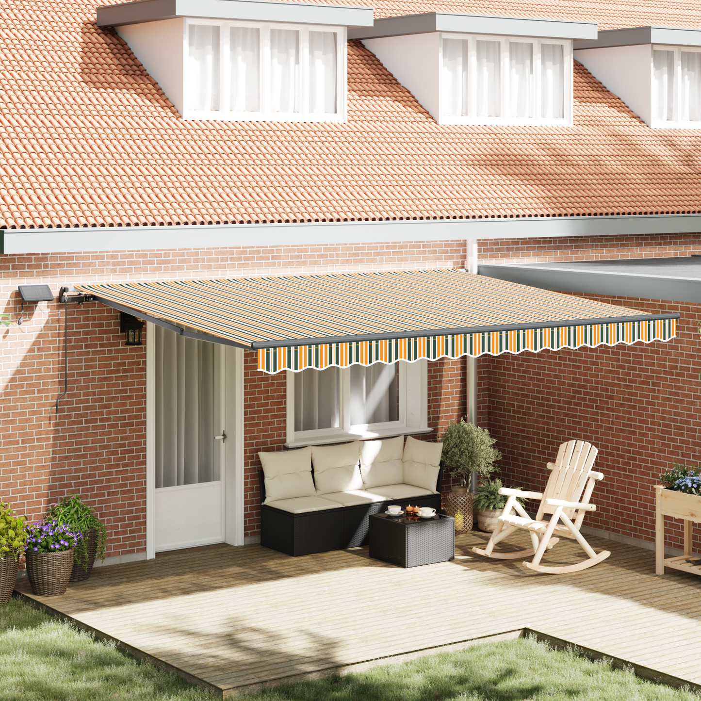 Retractable Awning Green and yellow 450 x 350 cm